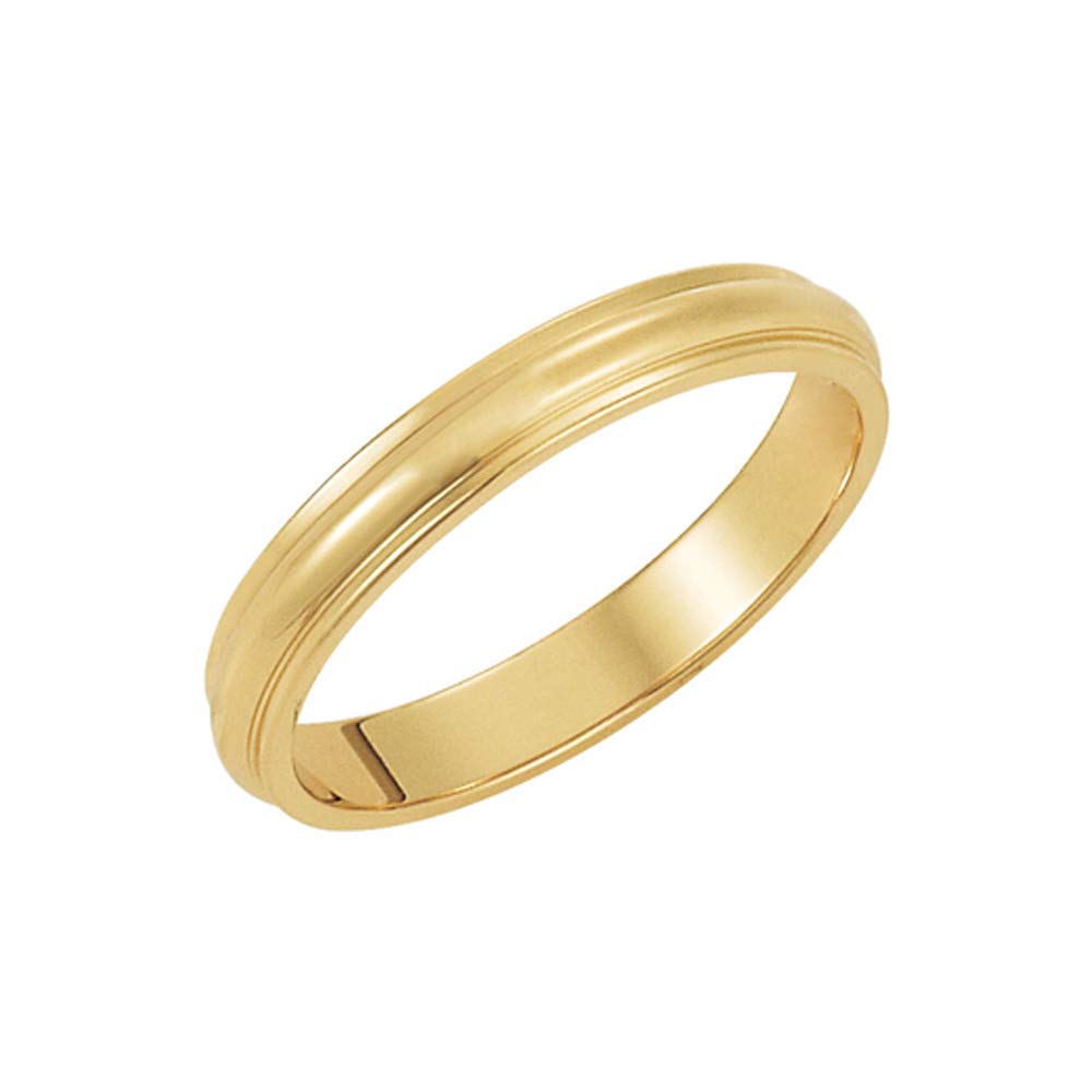 14k Yellow Gold Black Bow 3mm Half Round Ridged Edge Band - Perfect for Elegant Occasions and Everyday Wear