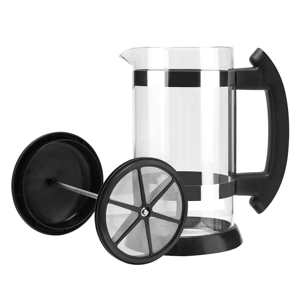 Premium 8-Cup French Press Coffee Maker - 1000ml (34oz) Stainless Steel & Borosilicate Glass - Ideal for Brewing Coffee, Loose Leaf Tea & Creating Milk Froth - Perfect for Home, Office & Camping Use