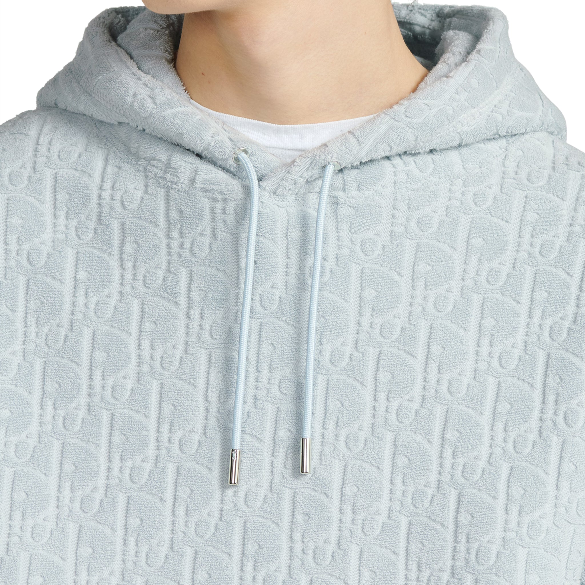 Dior Oblique Blue Cotton Hoodie for Men & Women | Relaxed Fit Terry Toweling Pullover | Casual Wear, Street Style & Lounge Comfort