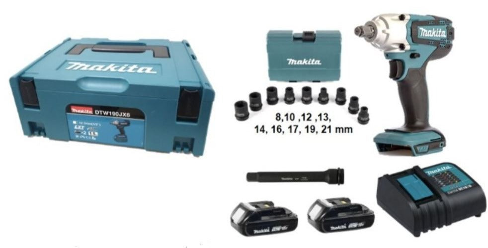Makita DTW190JX6 18V Cordless Impact Wrench - High Torque Brushless Power Tool for Automotive Repair, Construction & DIY Projects