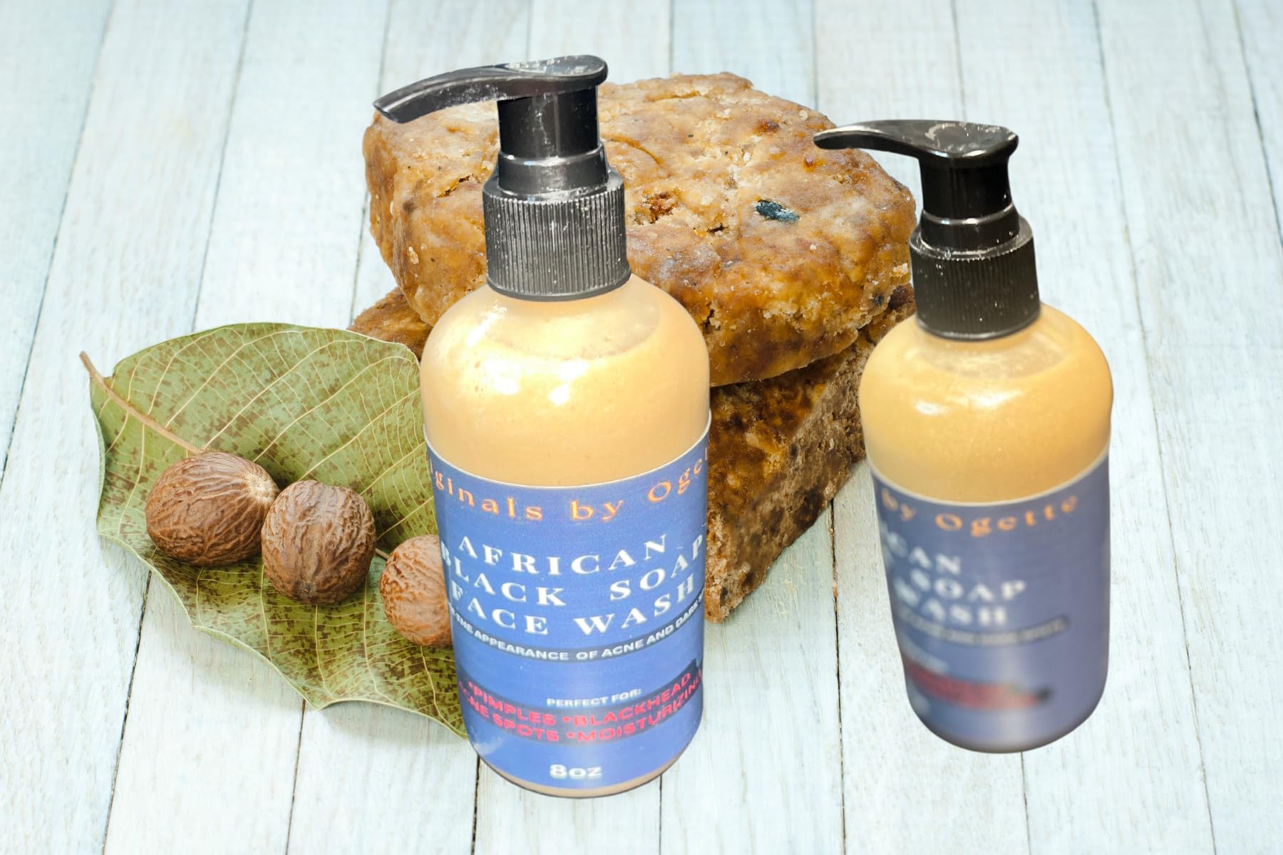Organic African Black Soap Face Wash with Shea Butter - 8 oz Natural Facial Cleanser for Acne, Oily & Sensitive Skin - Daily Skincare & Makeup Remover for Clear Complexion