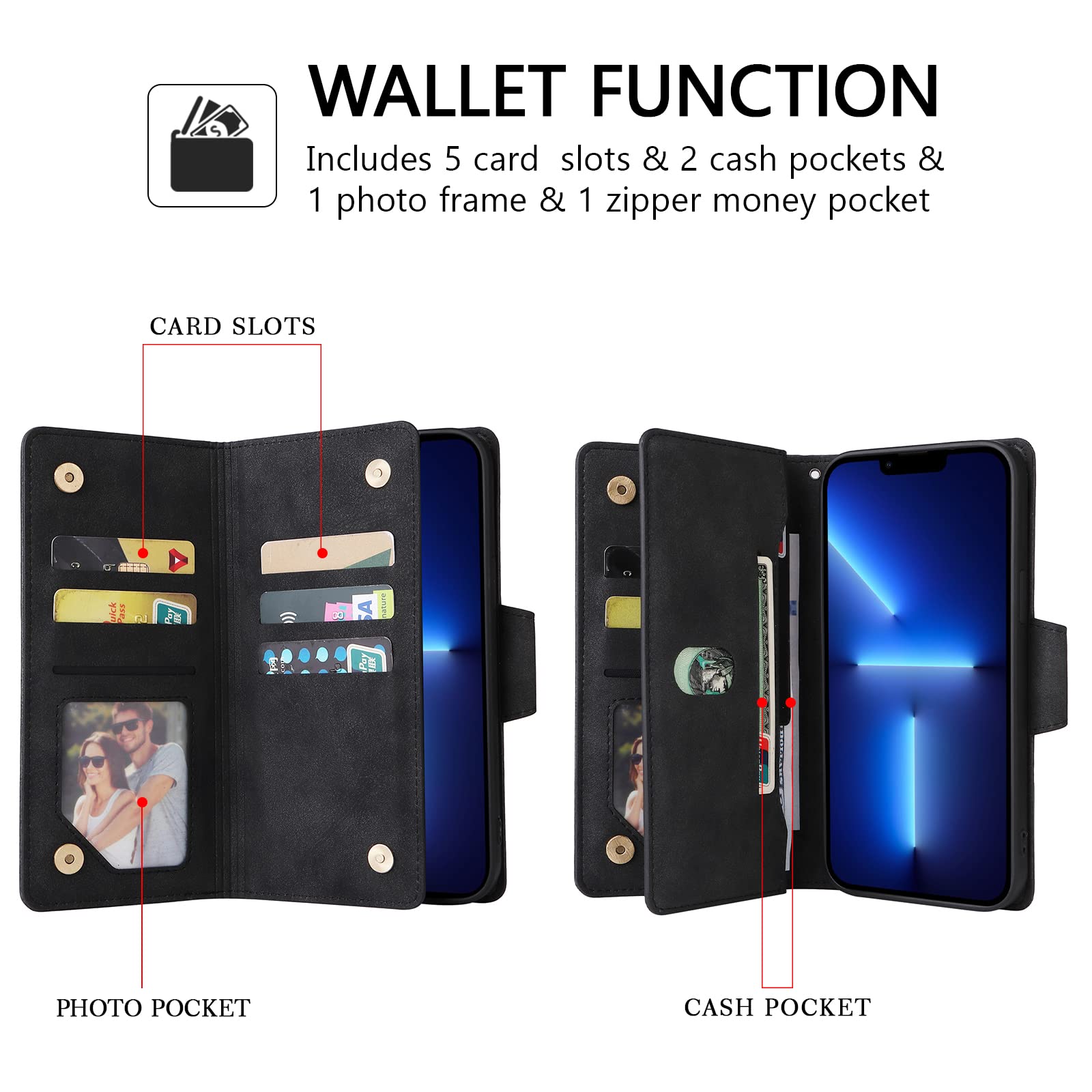 Premium PU Leather Wallet Case for Samsung Galaxy A21s - Shockproof Flip Cover with Card Slots, Magnetic Closure, Kickstand & Wrist Strap | Perfect for Daily Use, Travel & Hands-Free Convenience