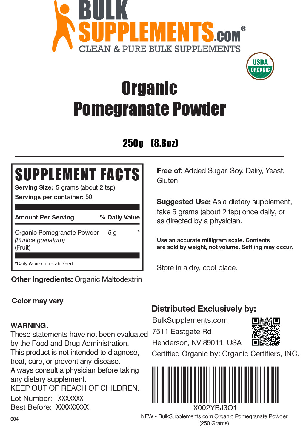 Organic Pomegranate Powder - 100% Pure, Natural & Antioxidant-Rich Superfood for Smoothies, Baking & Healthy Recipes