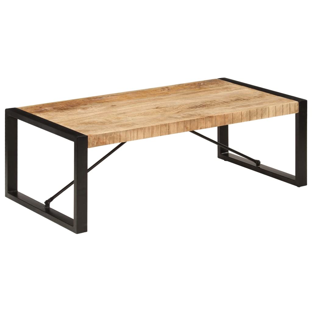 vidaXL Industrial Coffee Table - Solid Mango Wood with Sturdy Steel Legs - Durable & Easy Assembly Living Room Side Table | Perfect for Modern Home Decor, Lounge Furniture & Coffee Shop Style