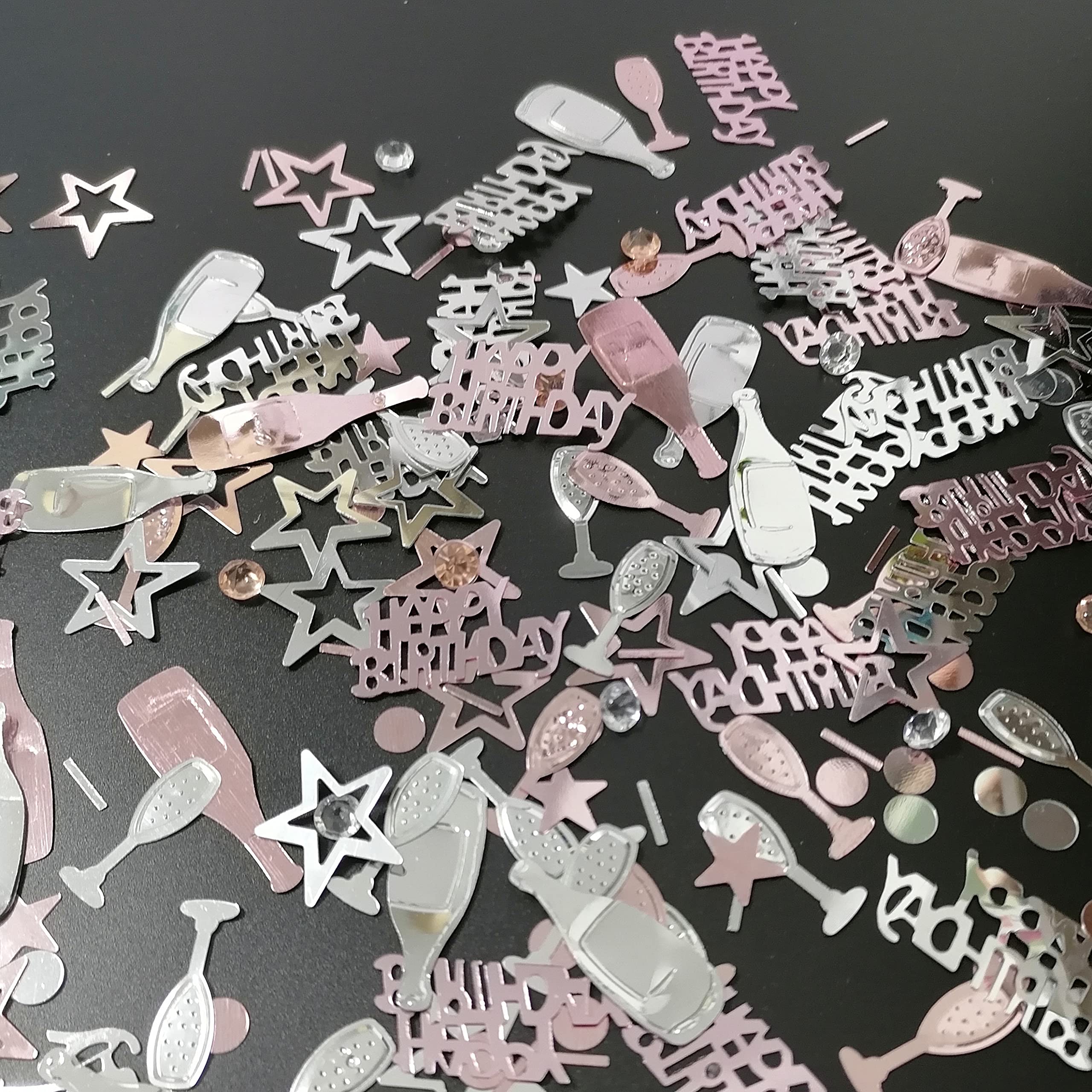 Rose Gold & Silver Birthday Confetti - Premium Metal Foil Party Decorations for Tables, Scatter Sequins | Perfect for Birthday Parties, Baby Showers & Wedding Celebrations
