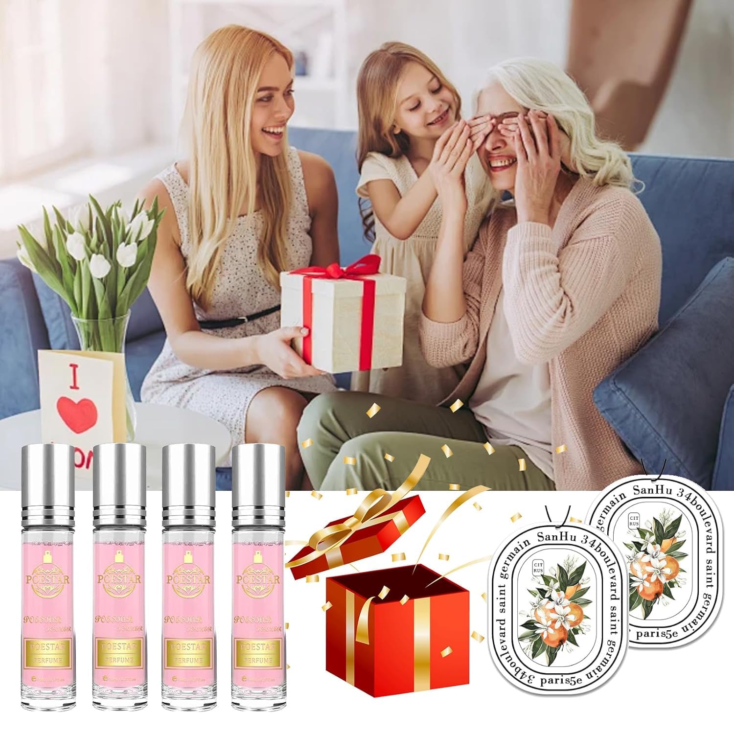 Women's Pheromone Perfume Oil Roll-On - Midnight Temptation Scent - 0.37 fl Oz (10ml) Long Lasting Fragrance Cologne - Gift Set of 4 - Perfect for Date Nights, Romantic Evenings & Special Occasions