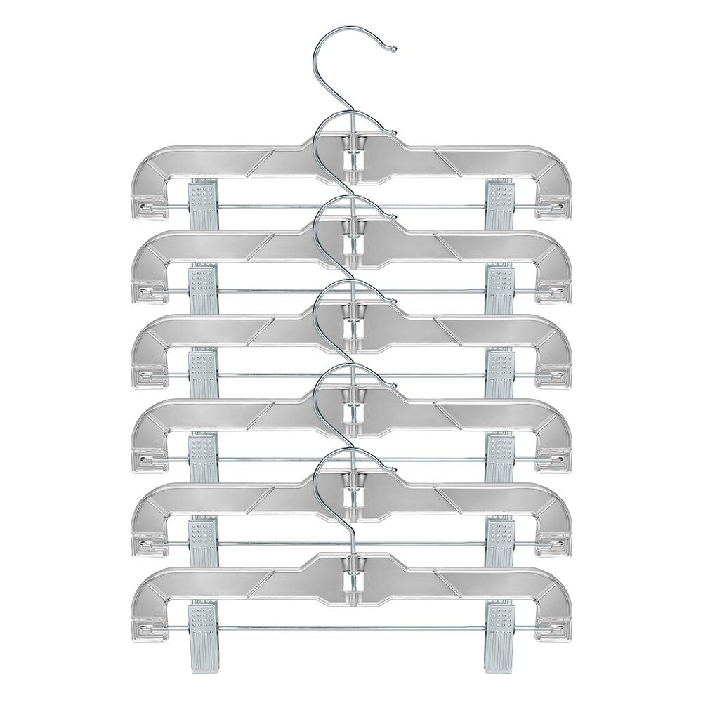 20 Pack Clear Acrylic Kids Hangers with Metal Clips - Heavy Duty 11 Inch Plastic Pants Hangers for Skirts, Trousers, Swimsuits - Perfect for Children's Closet Organization & Teen Wardrobe Storage