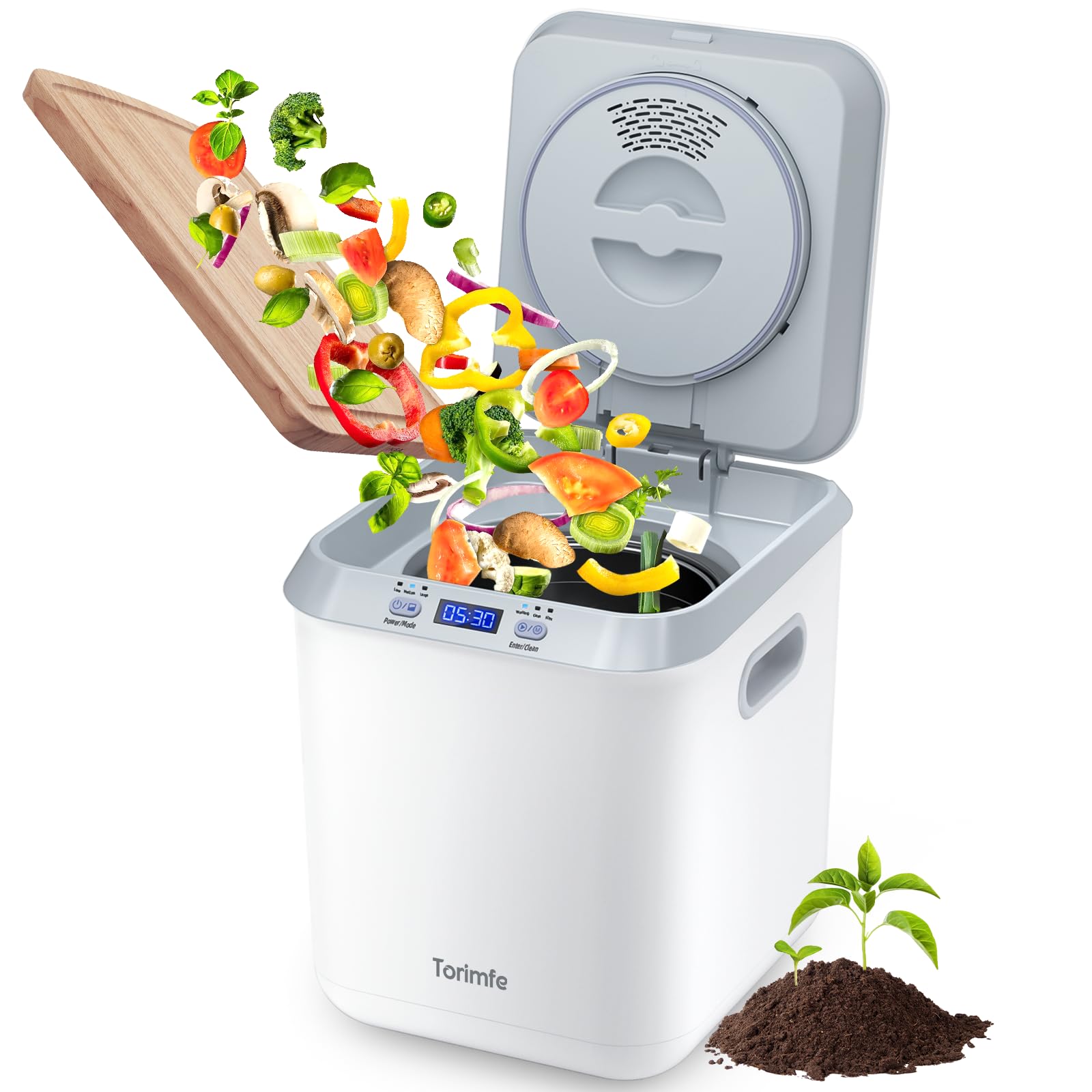 Smart Electric Kitchen Composter 2.5L - Odorless Food Waste Recycling Bin with Auto-Cleaning & Upgraded Grinding Blades - Indoor Countertop Compost Machine for Organic Waste to Pre-Compost - Perfect for Eco-Friendly Homes, Small Gardens & Sustainable Living