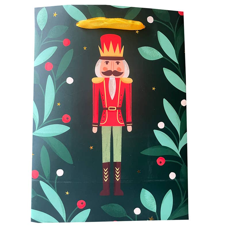 Festive Christmas Nutcracker Gift Bags - Medium Size Holiday Party Favor Bags for Xmas Decorations, Stocking Stuffers & Holiday Gift Exchanges