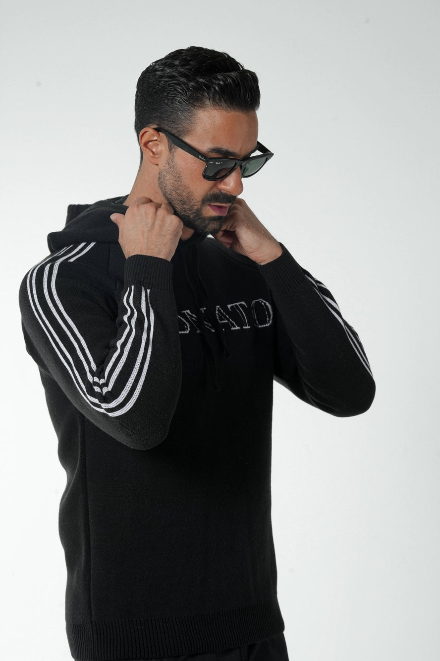 Donato Perola Black Hooded Pullover Sweatshirt - Cozy & Stylish for Casual Wear, Gym, and Outdoor Activities
