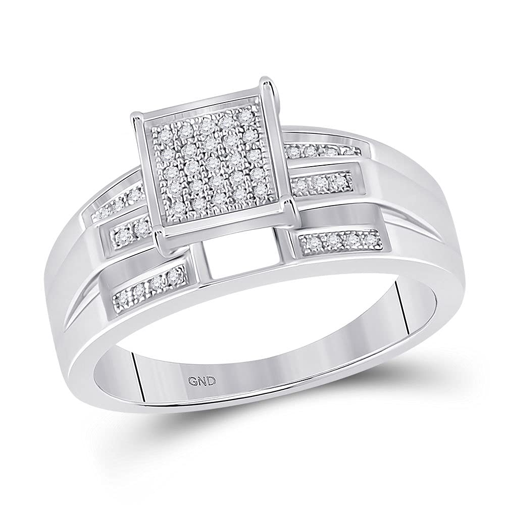 Sterling Silver Round Diamond Bridal Wedding Engagement Ring - 1/8 Cttw, Square Setting for Women | Perfect for Proposals, Anniversaries & Special Occasions