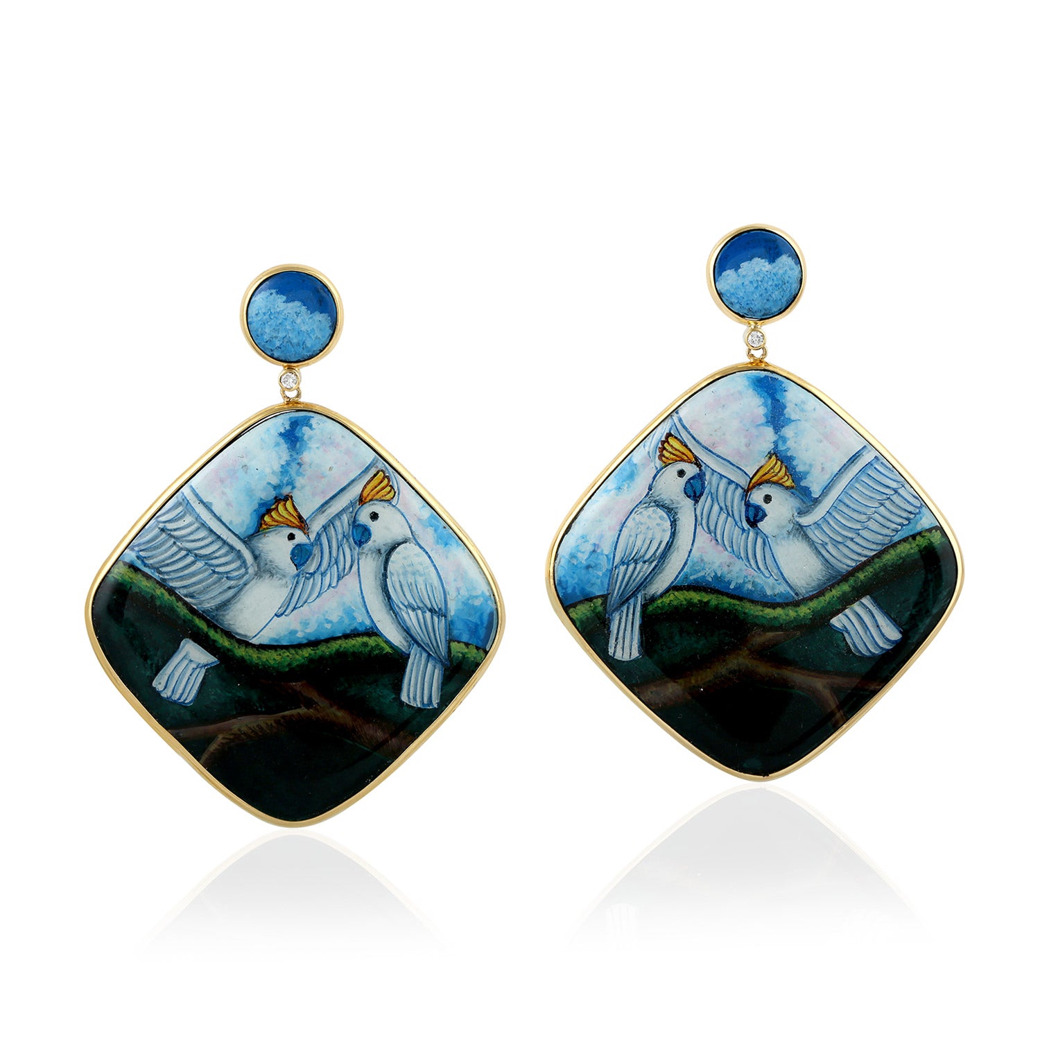 18K Yellow Gold Vintage Bakelite Prong Diamond Dangle Earrings for Women - Elegant Drop Earrings for Weddings, Parties & Special Occasions