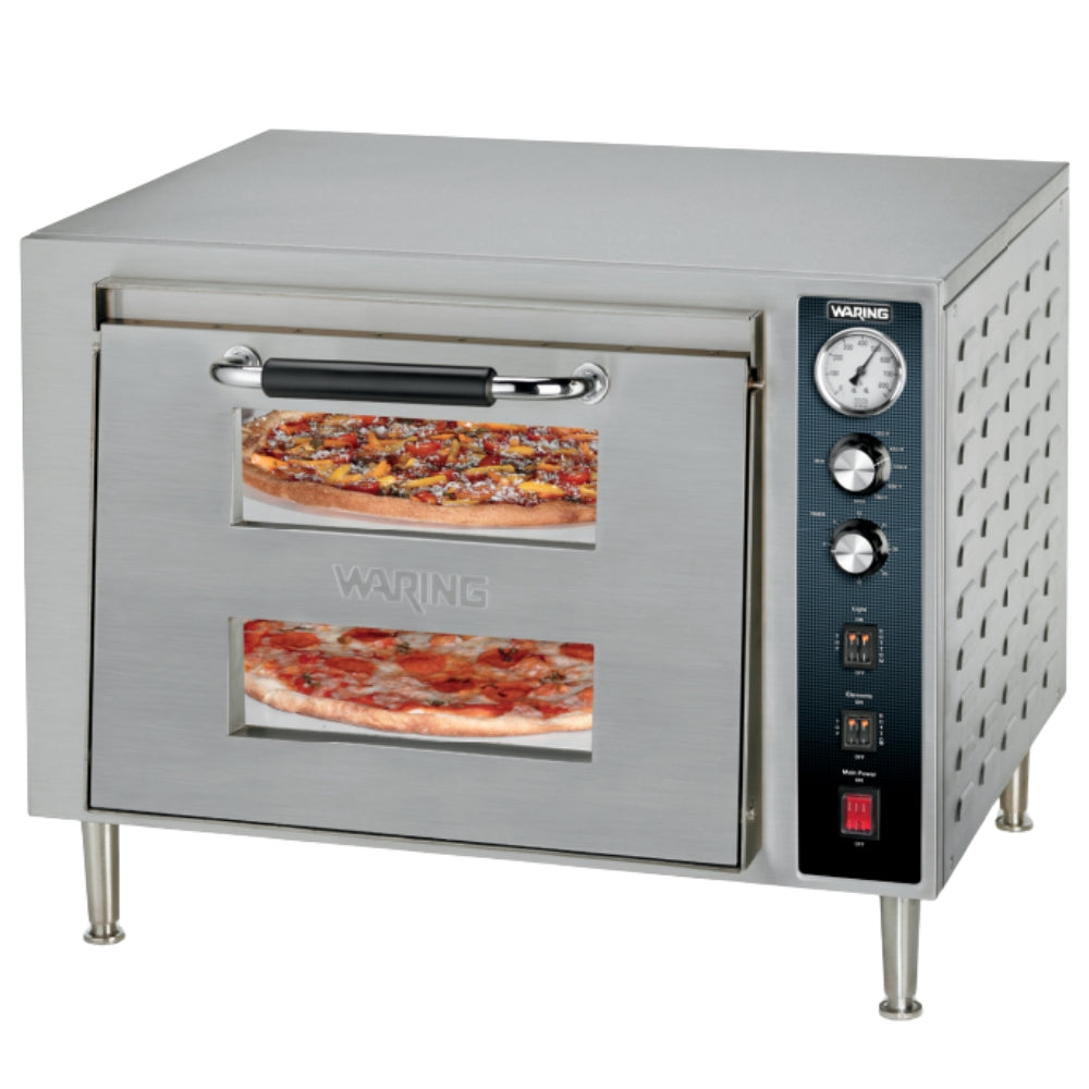 Waring 27 Countertop Double Deck Pizza Oven 240V 1 Phase - Commercial Pizza Maker for Restaurants, Pizzerias & Catering Businesses