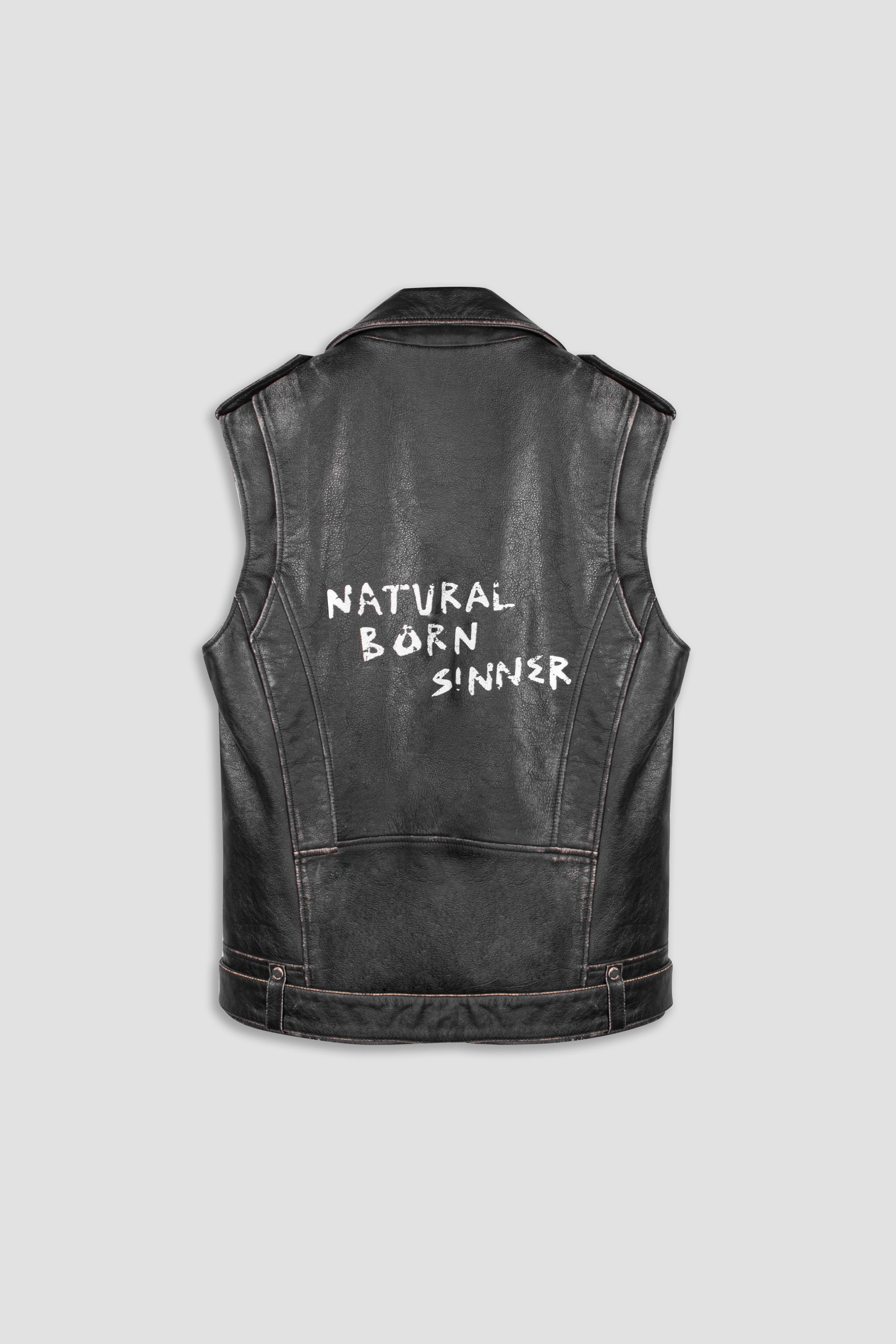 Natural Born Sinner Oversized Gilet for Men - Stylish Winter Vest with Fleece Lining - Perfect for Outdoor Activities, Casual Wear & Street Fashion