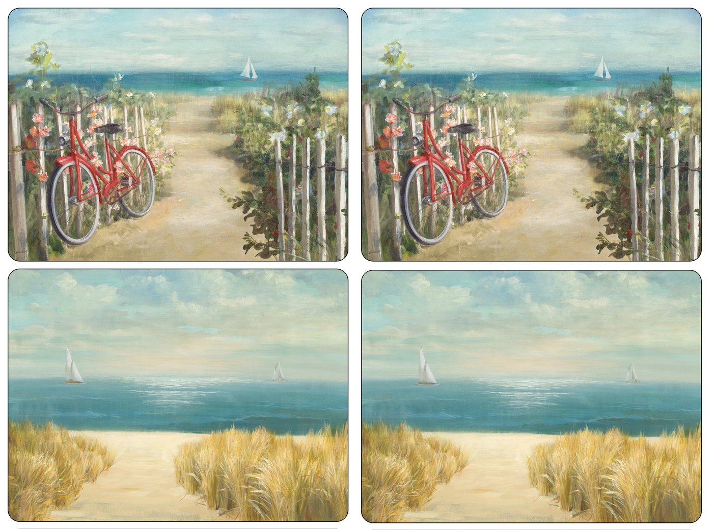 Pimpernel Summer Ride Set of 4 Cotton Placemats - Waterproof & Heat Resistant - Perfect for Outdoor Dining, Picnics, and Summer Parties