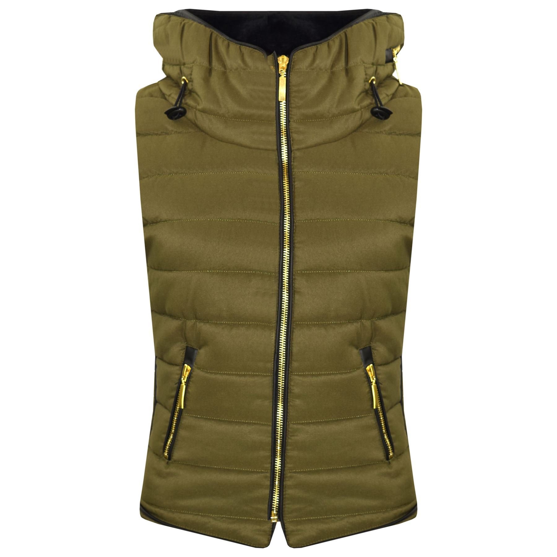 Girls' Olive Puffer Vest with Bubble Sleeves - Hooded Sleeveless Jacket for Kids | Winter Outerwear for School & Outdoor Play
