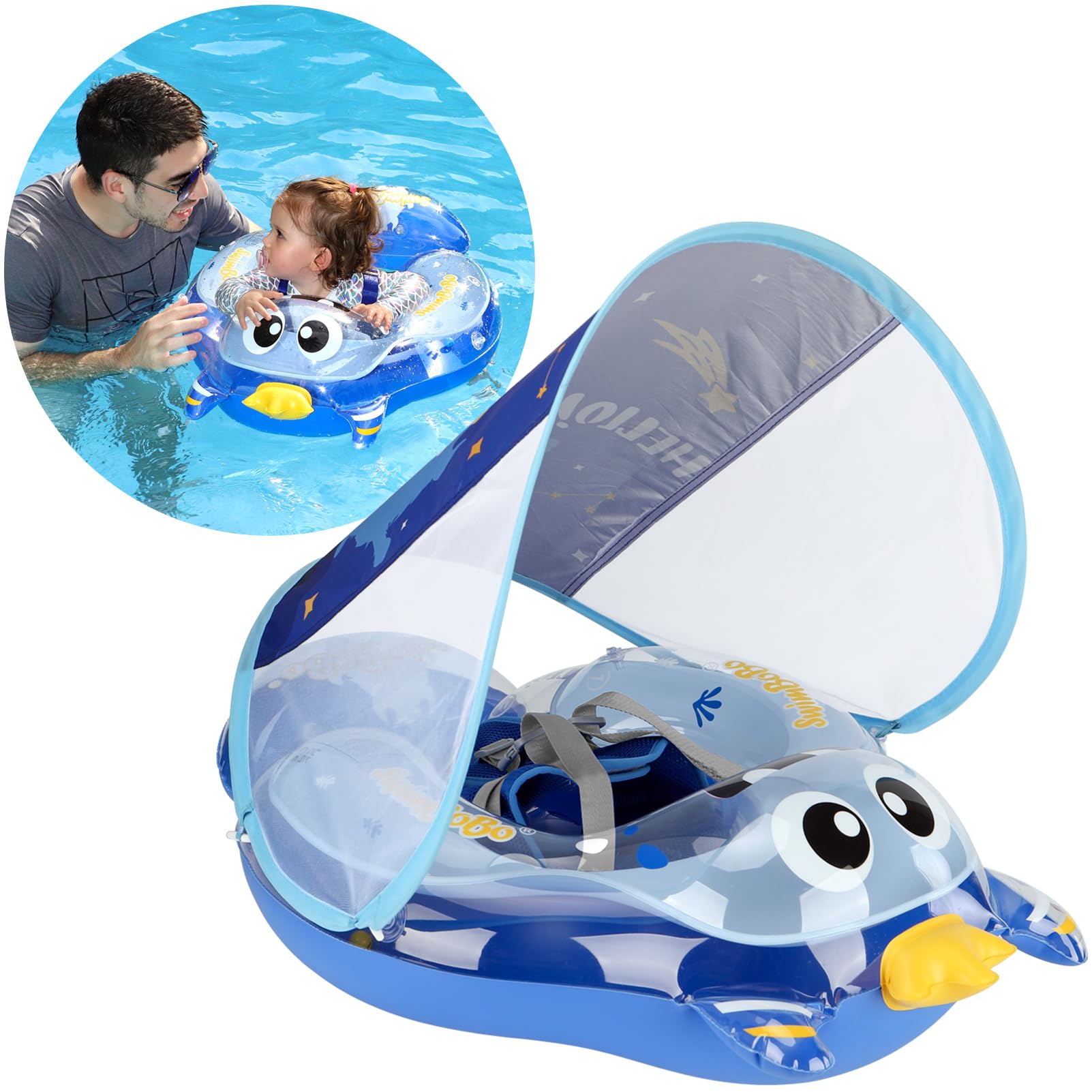 Swimbobo Baby Pool Float - Inflatable Transparent Monster Design with Safety Seat for Infants 6-36 Months | Perfect for Summer Swimming, Beach Trips & Backyard Pool Fun