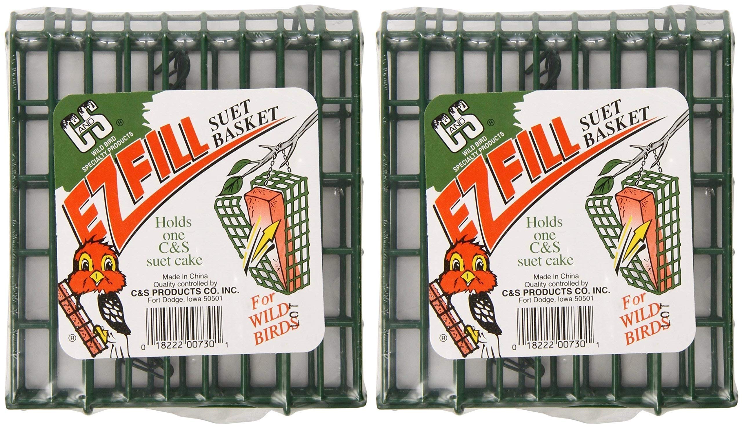 Easy Fill Suet Cake Baskets 2-Pack - Bird Feeding for Gardens