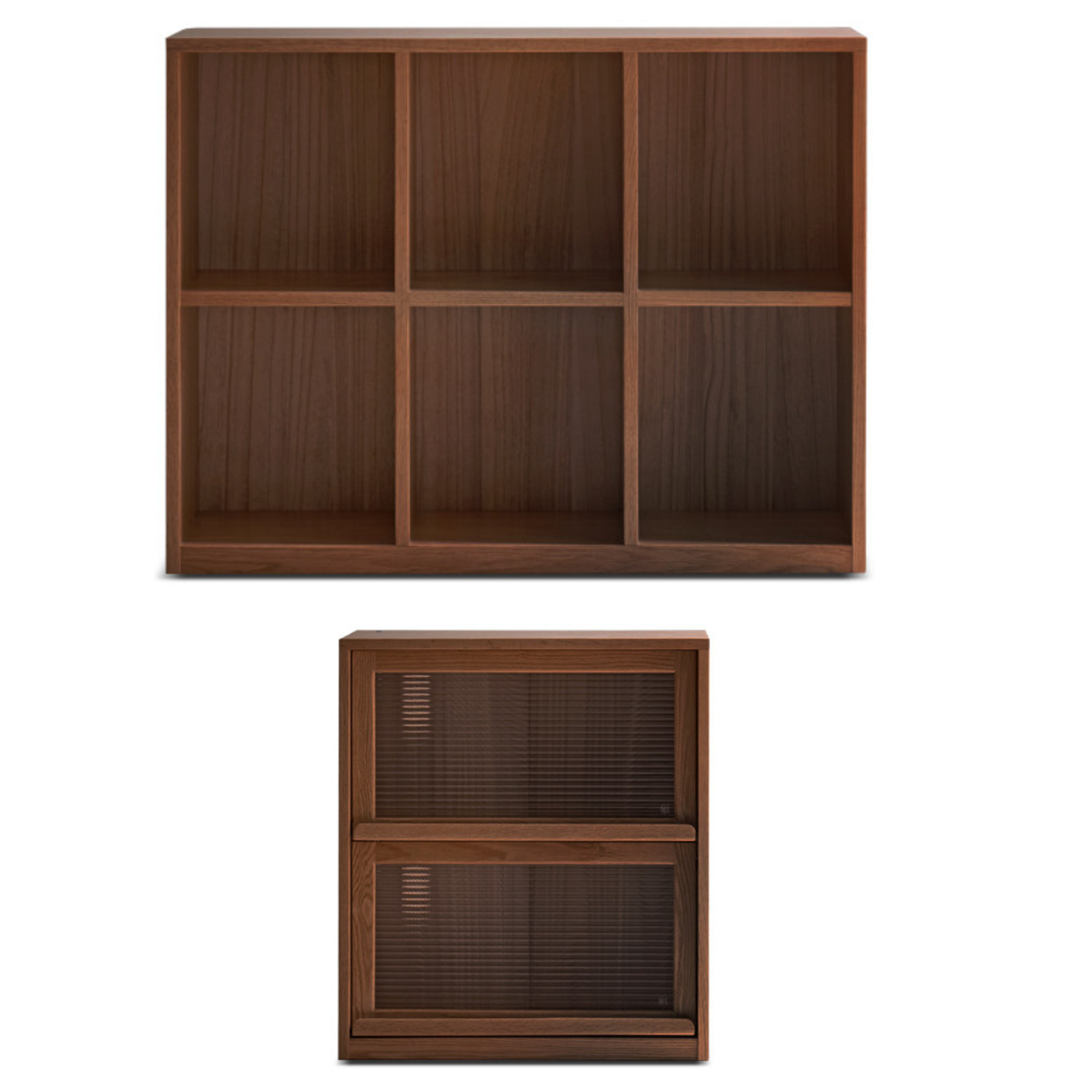 Solid Black Walnut Wood Bookshelf - Low Profile Wall Mounted or Floor Standing Cabinet for Living Room, Bedroom & Home Office Storage