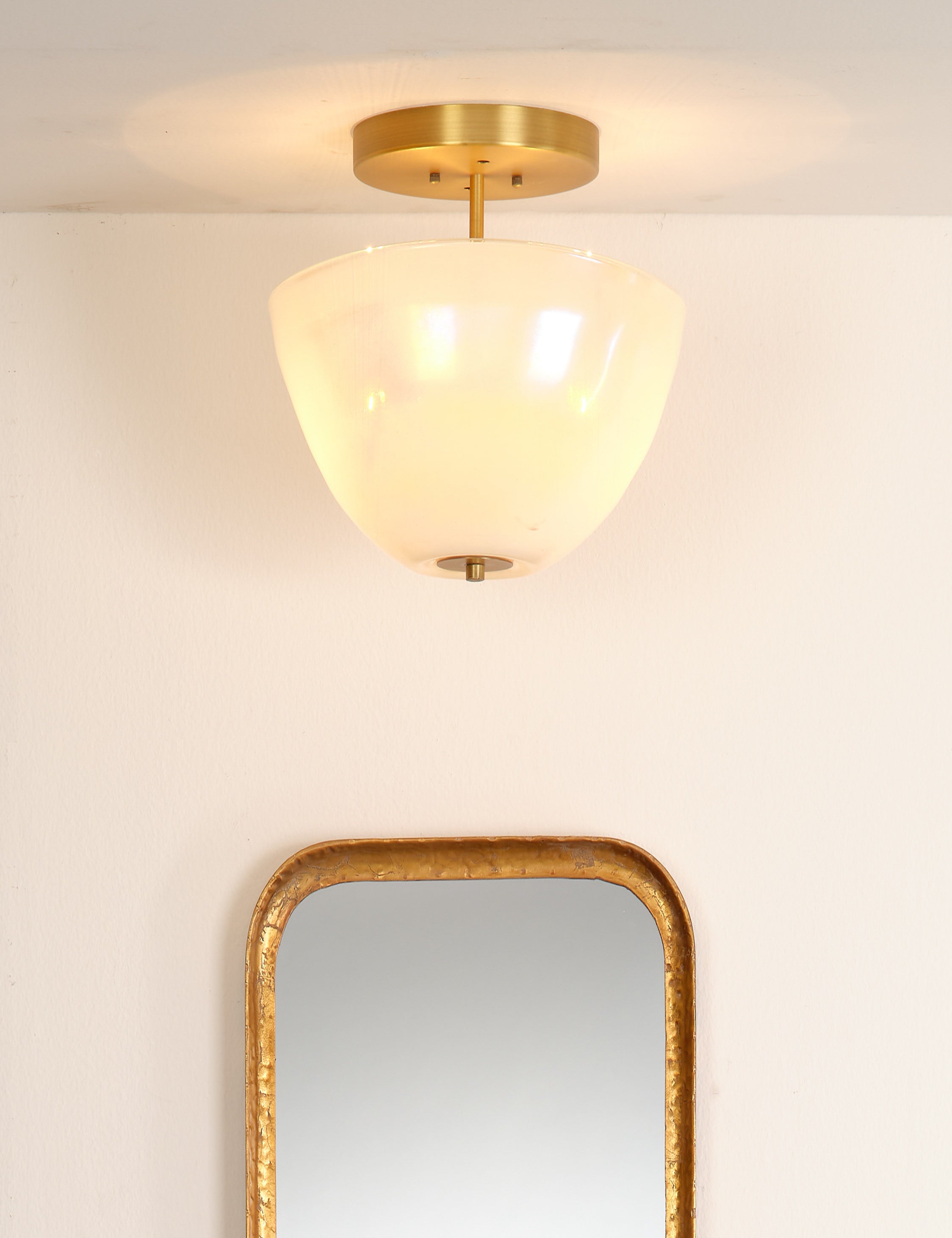 Akari Semi Flush Mount Ceiling Light - Modern Minimalist Fixture for Bedroom, Hallway & Kitchen Lighting - Dimmable LED Light for Home & Office Decor