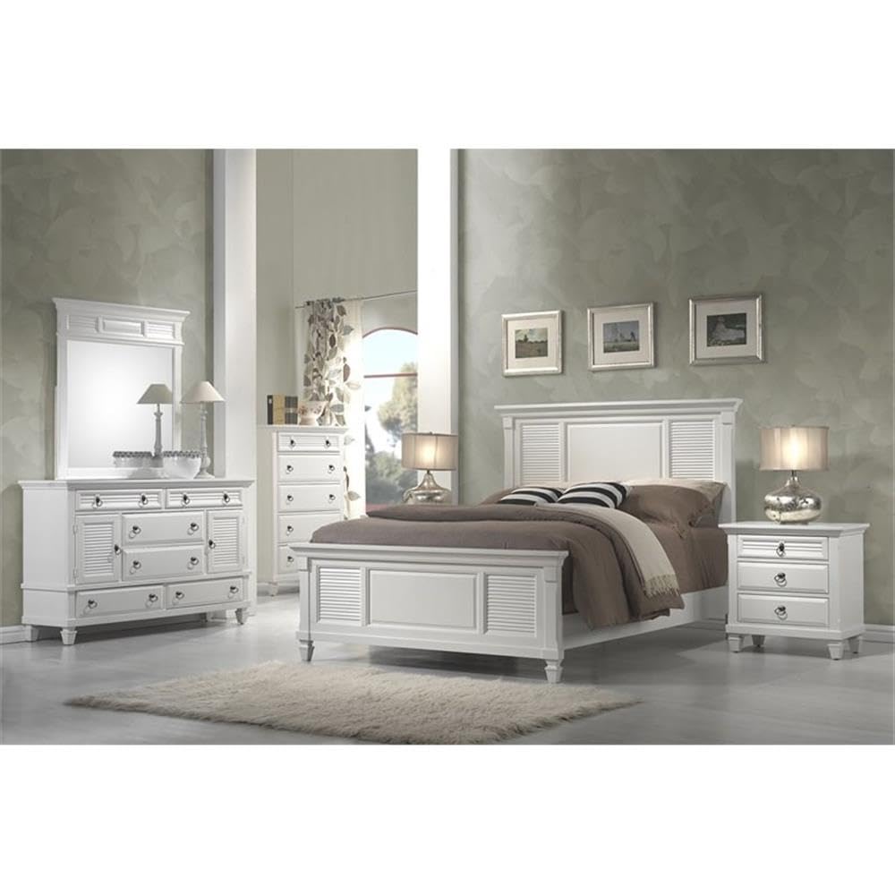 Home Square 3-Drawer Wood Nightstand Set in White (Set of 2) - Modern Bedside Table for Bedroom, Living Room & Guest Room - Compact Storage Solution with Smooth Gliding Drawers