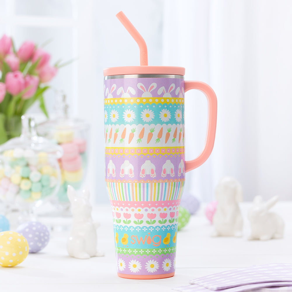 40oz Bunny Trail Mega Mug - Large Insulated Tumbler for Coffee, Tea & Cold Drinks - Perfect for Home, Office & Outdoor Adventures