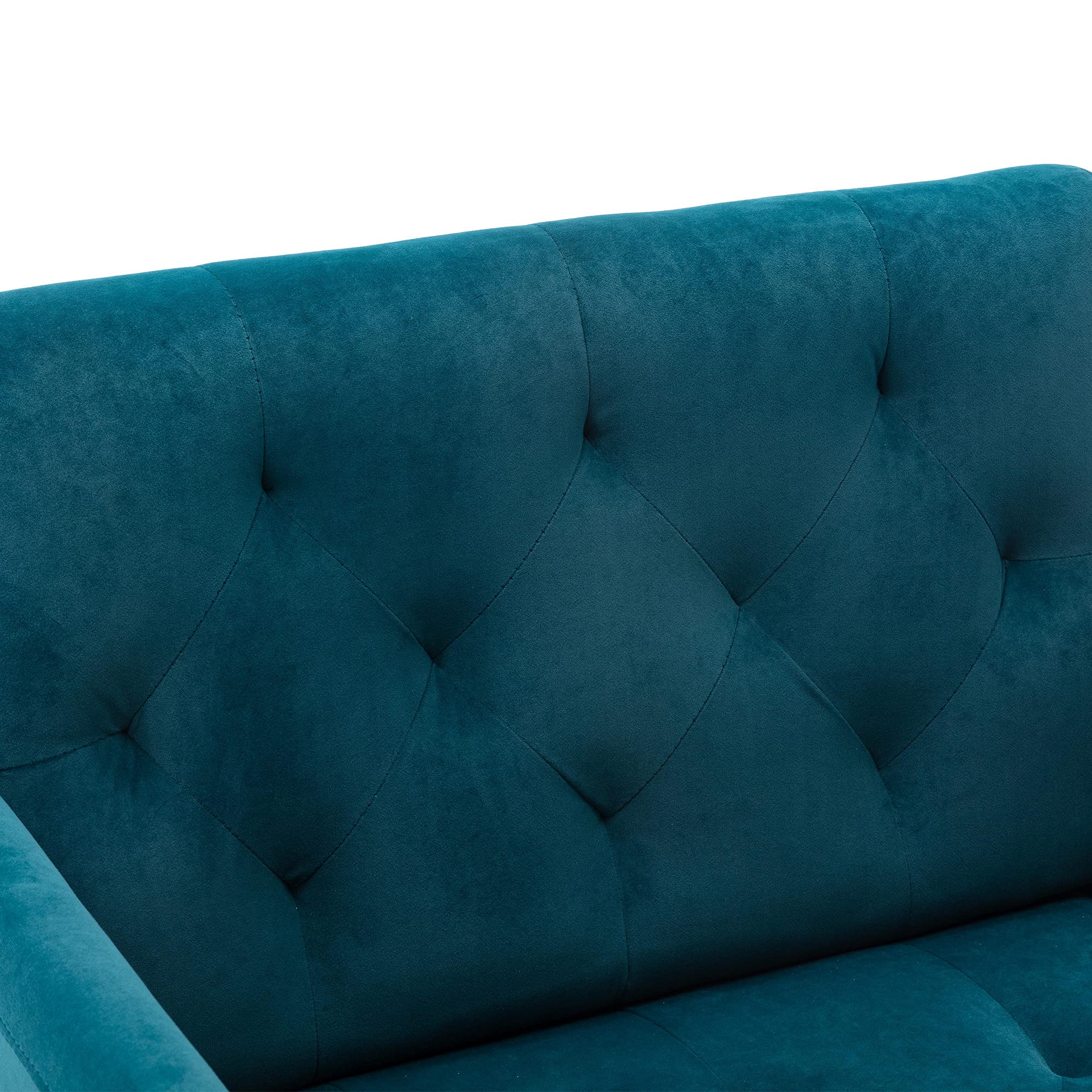 Luxury Velvet Accent Chair - Modern Tufted Upholstered Armchair for Living Room, Bedroom & Lounge - Comfy Single Sofa Chair with Wide Throne Design - Perfect for Reading, Relaxing & Home Decor (Teal Blue)