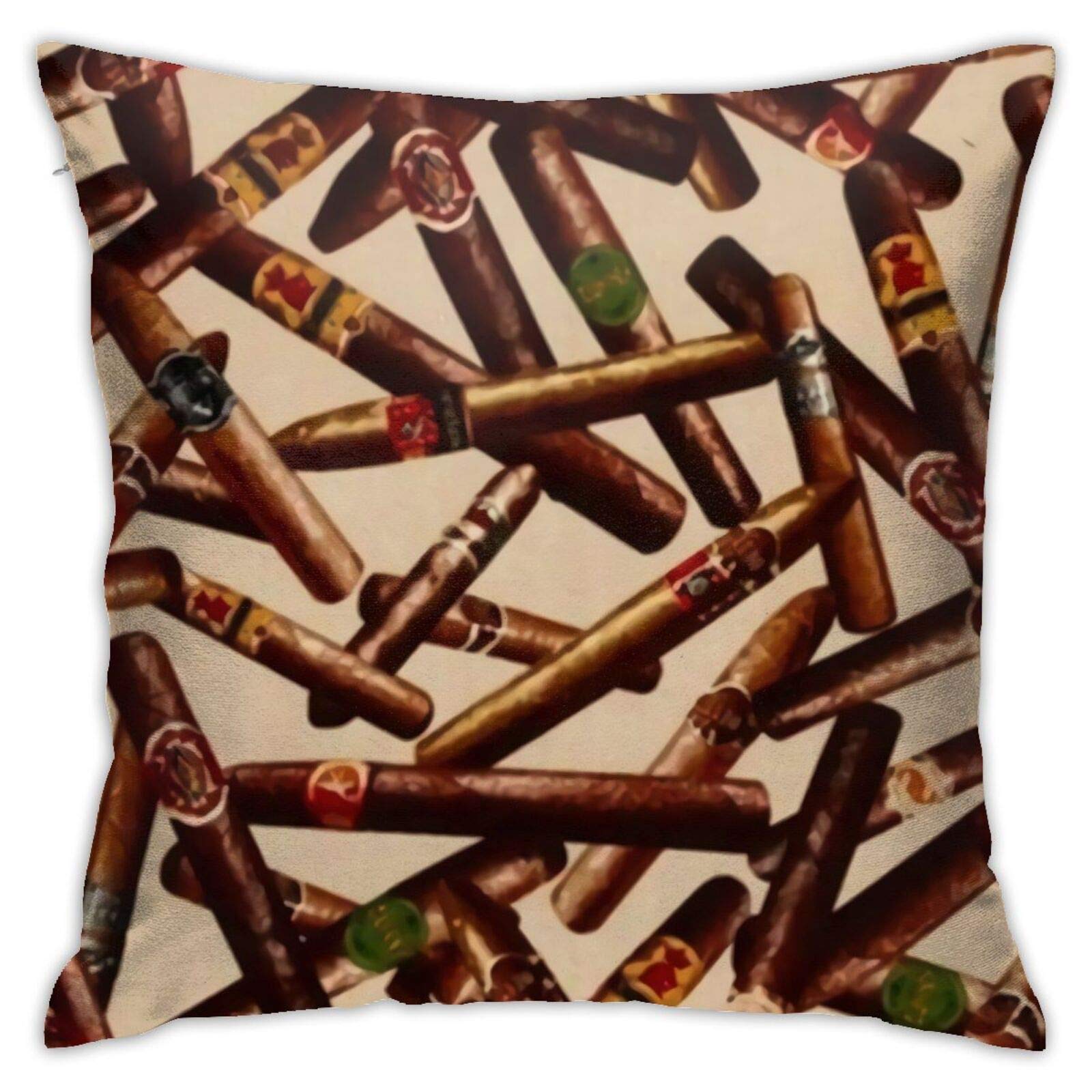 Wolla-ST 18x18 Inches Cigar Pattern Throw Pillow Covers - Decorative Sofa & Bedroom Pillowcases for Living Room Home Decor | Perfect for Cozy Reading Nooks & Lounge Areas