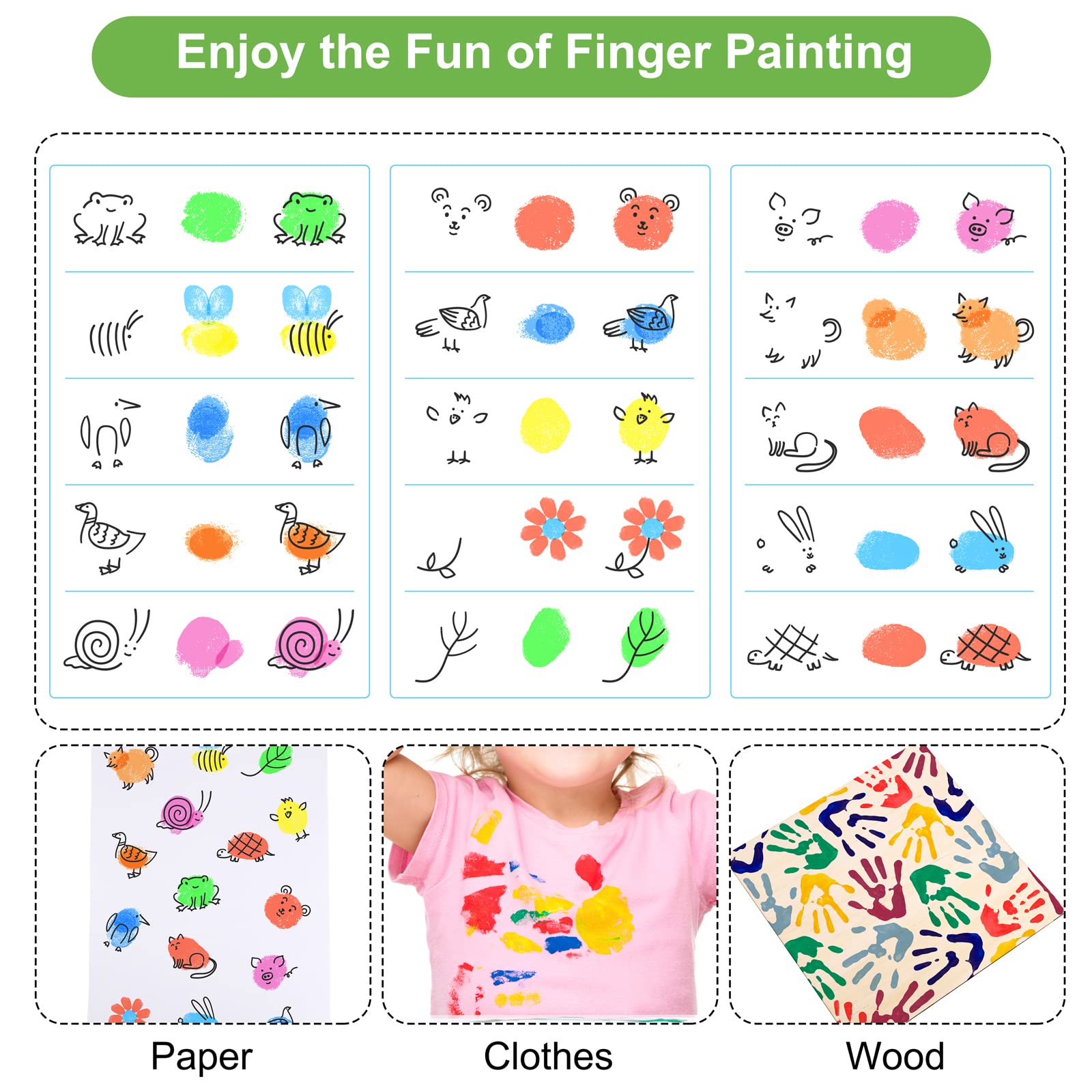 Aodaer 16-Pack Round Craft Ink Pads - 7 Inch Washable Rainbow Fingerprint Ink for DIY Stamping on Wood, Fabric & Paper - Perfect for Scrapbooking, Card Making & Rubber Stamp Projects
