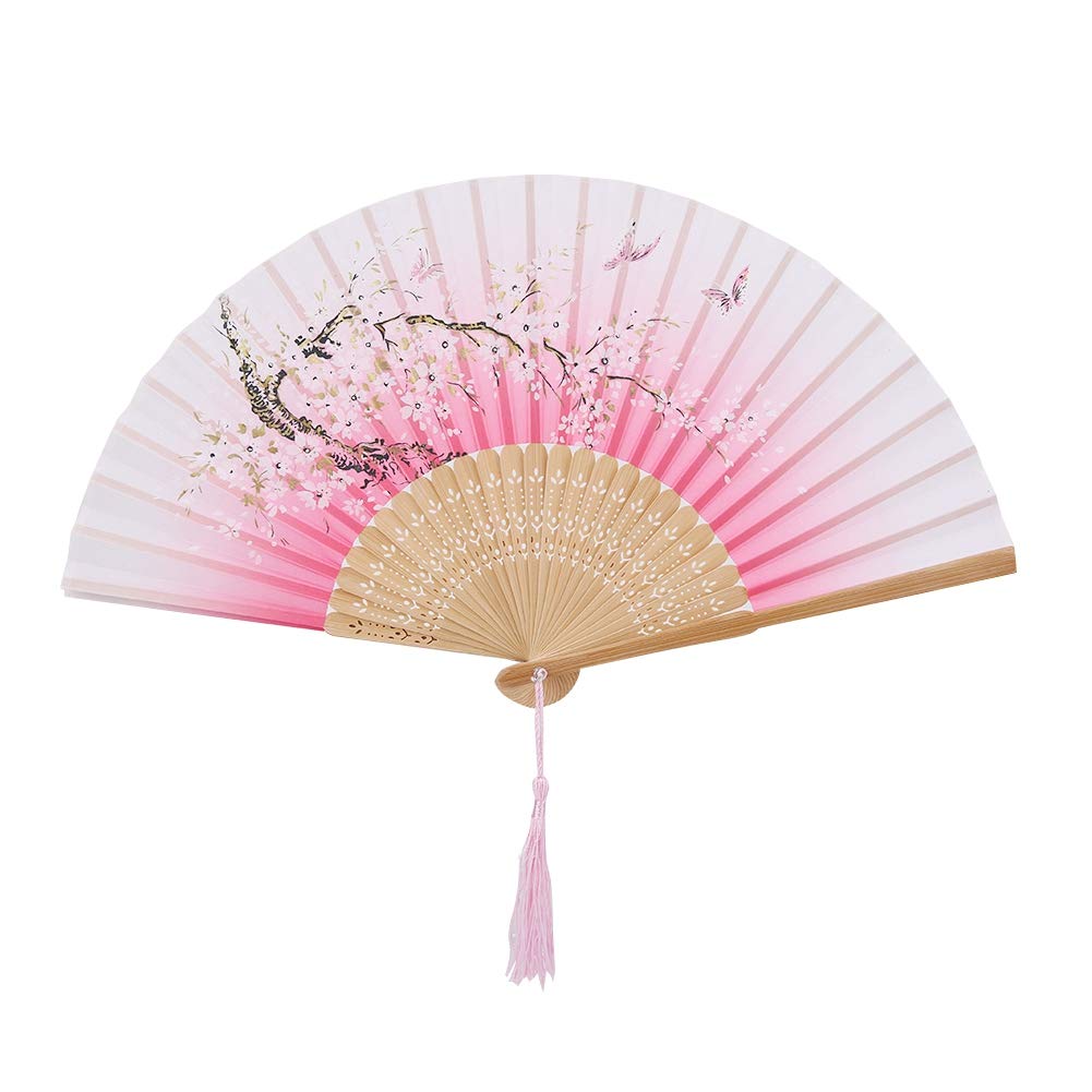 Kuuleyn Pink Folding Hand Fan for Women - Portable Handheld Paper Fan for Weddings, Parties, Dance Props & Home Office Decoration - Perfect for Summer Cooling, Bridal Shower Gifts & Asian-Themed Events