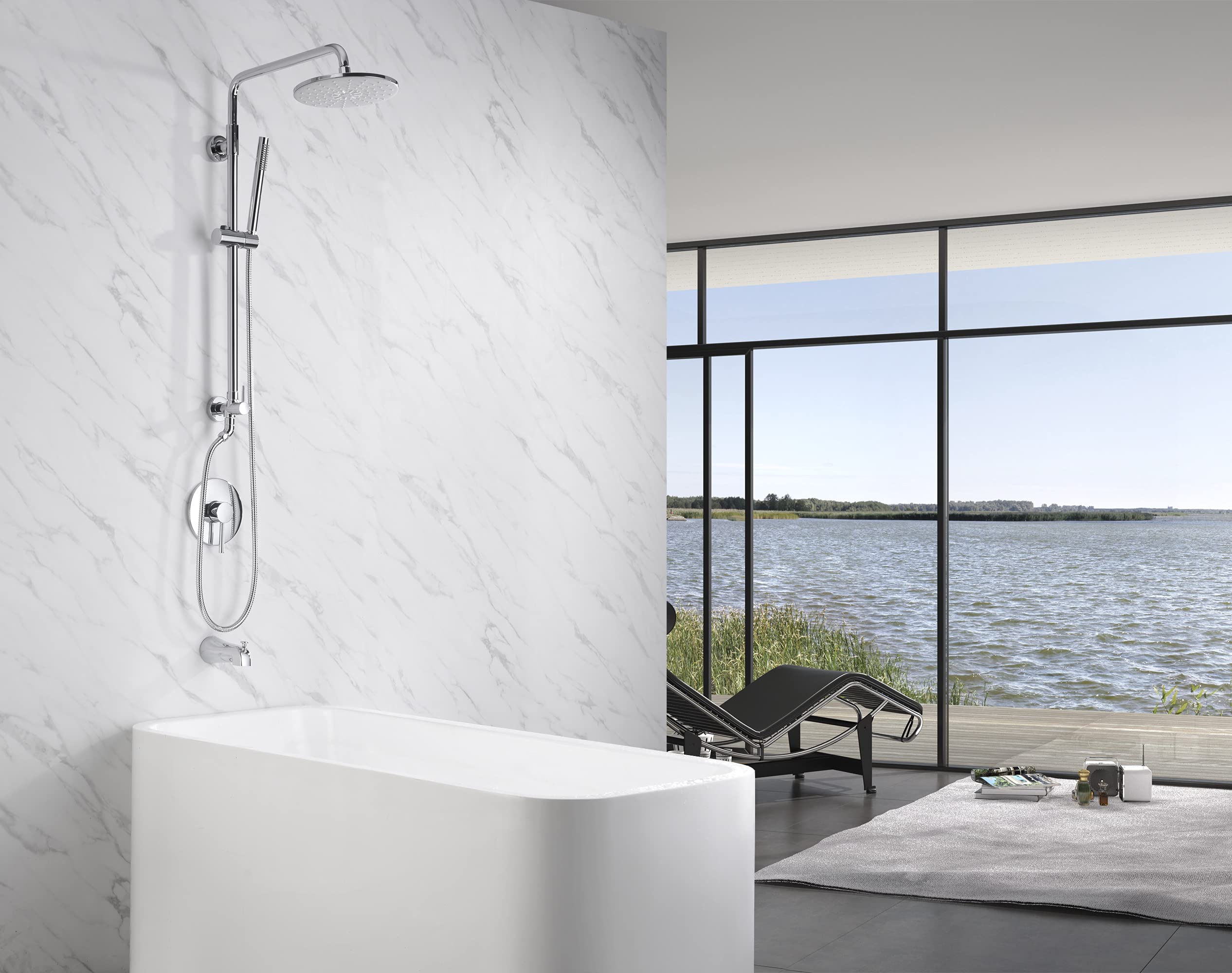 Premium 9 Inch Rain Shower Head System 2.5GPM - Chrome Finish Retrofit Showerhead for Luxurious Bathroom Upgrade | Perfect for Master Bath, Spa-Like Shower Experience & Water Conservation