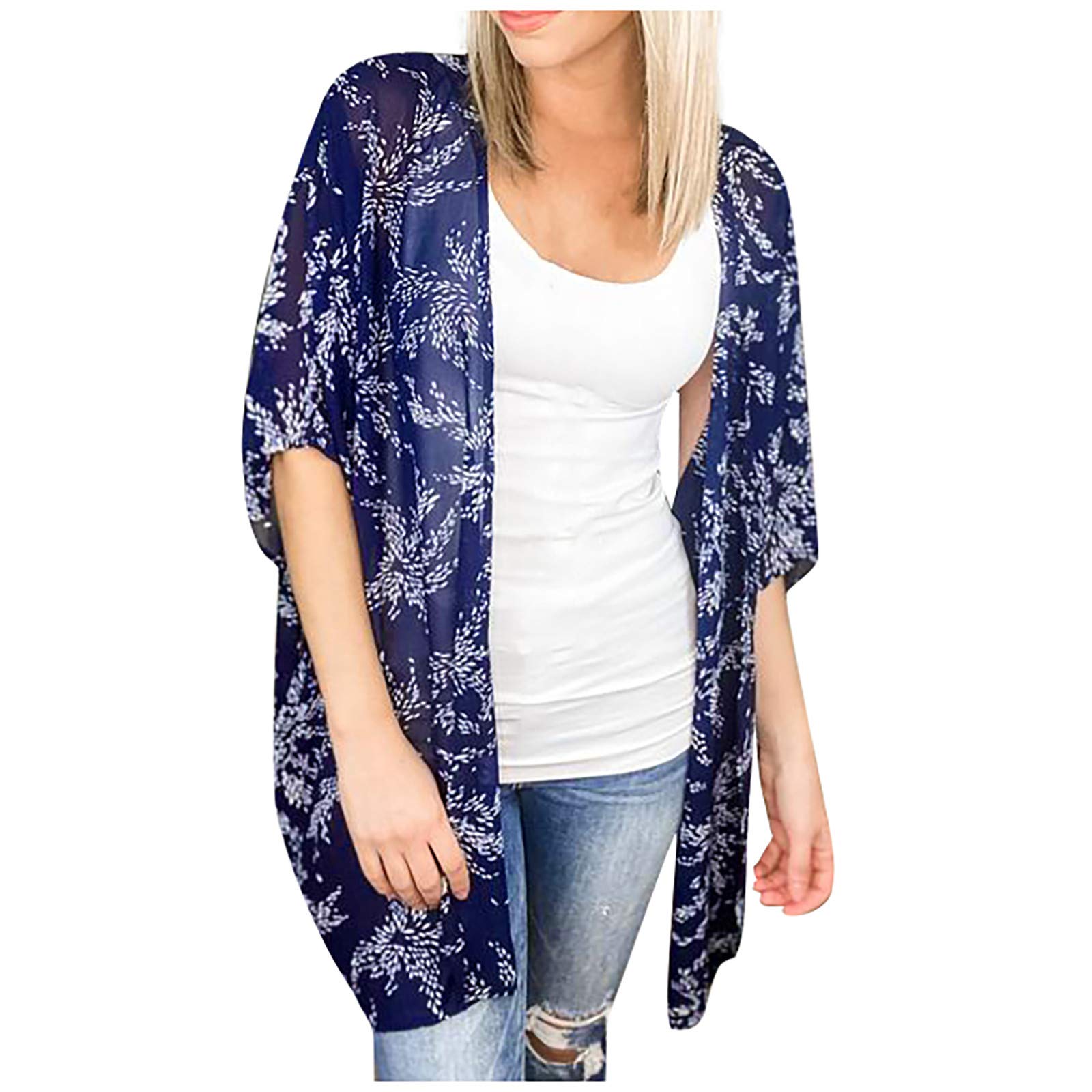 Women's Long Kimono Cardigan - Soft Chiffon Print Beach Cover-Up & Warm Wool Sweater for Fall & Winter | Cozy Loungewear, Casual Outfits, Office Wear & Travel Essentials