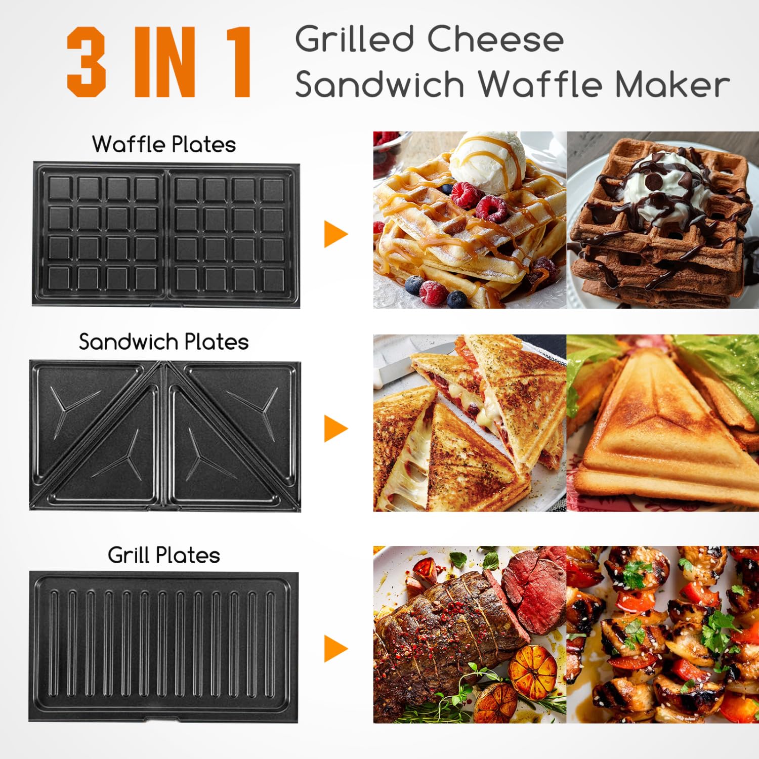 **Aigostar 3-in-1 Electric Deep Fryer, Sandwich Maker & Waffle Iron with Removable Non-Stick Plates – Perfect for Home Cooking, Panini Press, Grilled Cheese & Crispy Fries**    *(Ideal for Breakfast, Snacks, and Family Gatherings – Quick & Easy Meals!)*