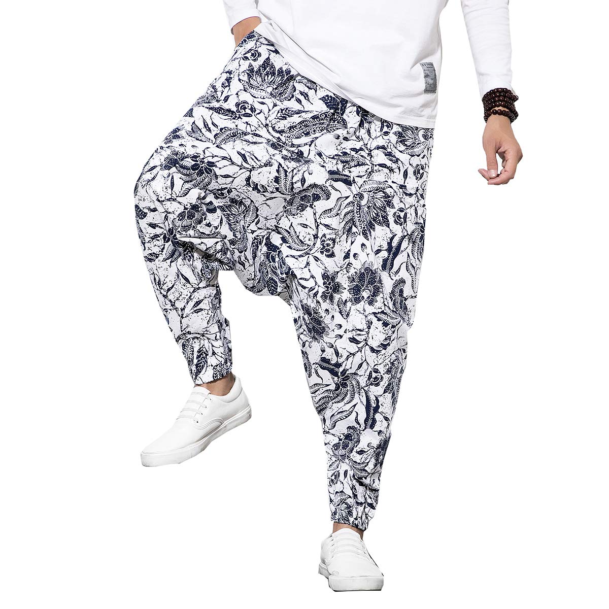 Seidarise Men's Harem Pants - Drop Crotch Lounge Pants, Plus Size Genie Pants for Yoga, Jogging & Casual Wear - Comfortable Balloon Pants for Meditation, Travel & Home Relaxation
