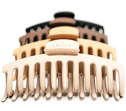 Extra Large Claw Clips for Thick Hair - Jumbo Matte Hair Clips for Women, Strong Hold Hair Clips for Long Hair - Set of 4 (Perfect for Updos, Ponytails & Everyday Styling)