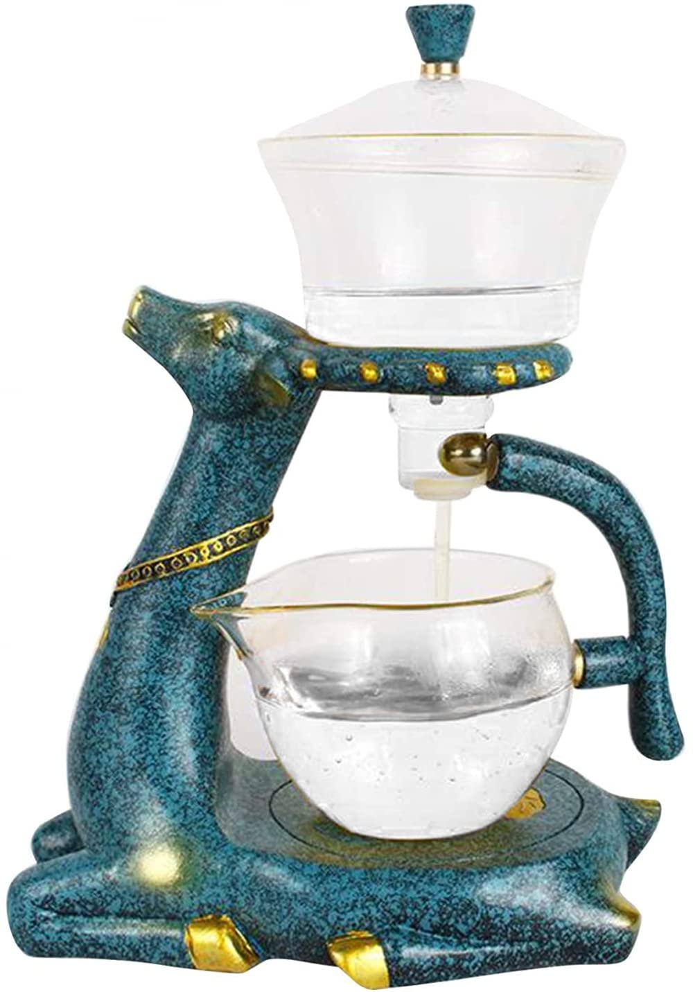 Premium Heat-Resistant Glass Tea Set with Rotating Cover - Semi-Automatic Tea Maker for Kungfu & Lazy Brewing - Perfect for Home, Office & Tea Ceremonies - Includes Drip Milk Pans for Versatile Use