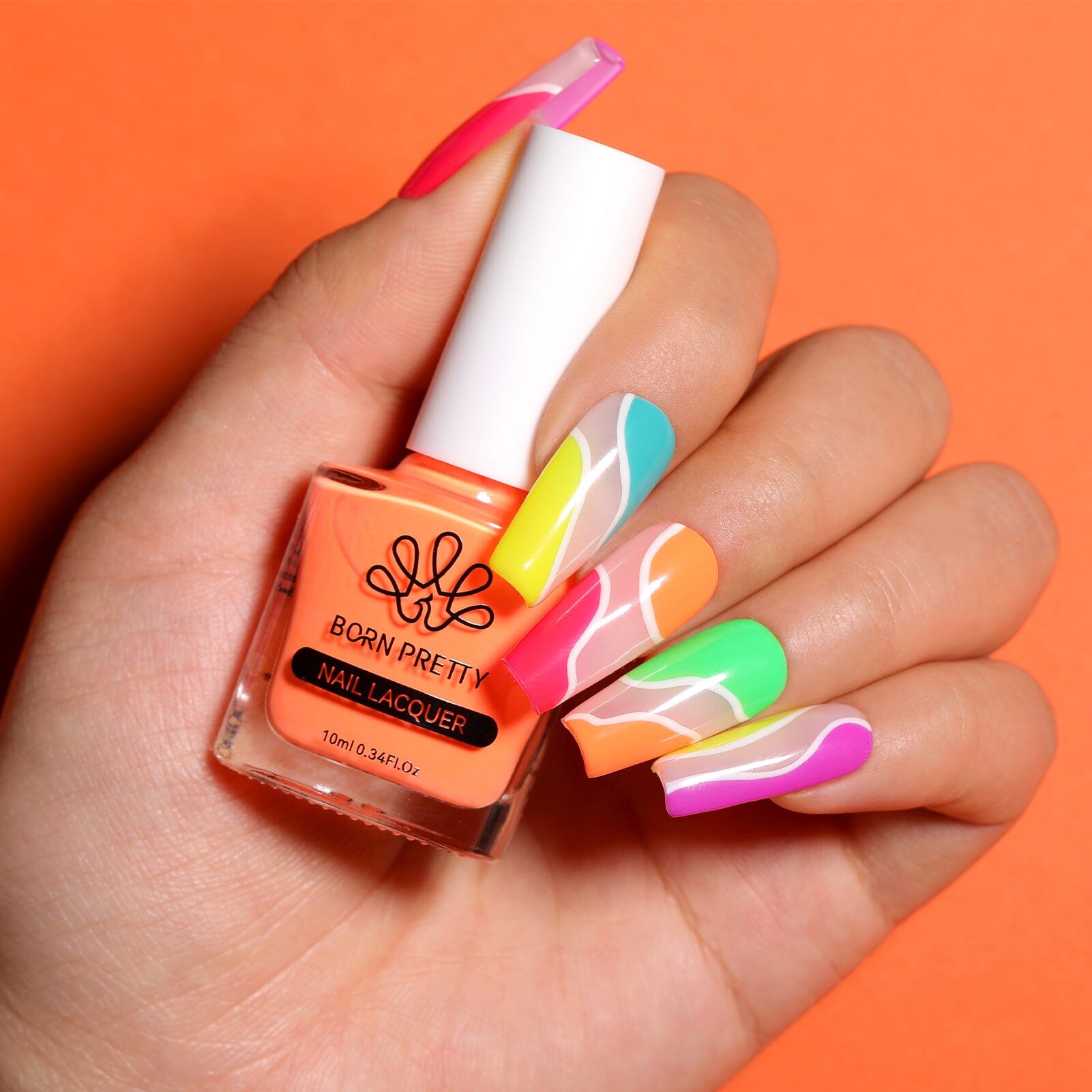 6 Colors Neon Nail Polish Set - Long Lasting & Vibrant Shades for Summer, Party & Festival Nail Art - 10ml Each