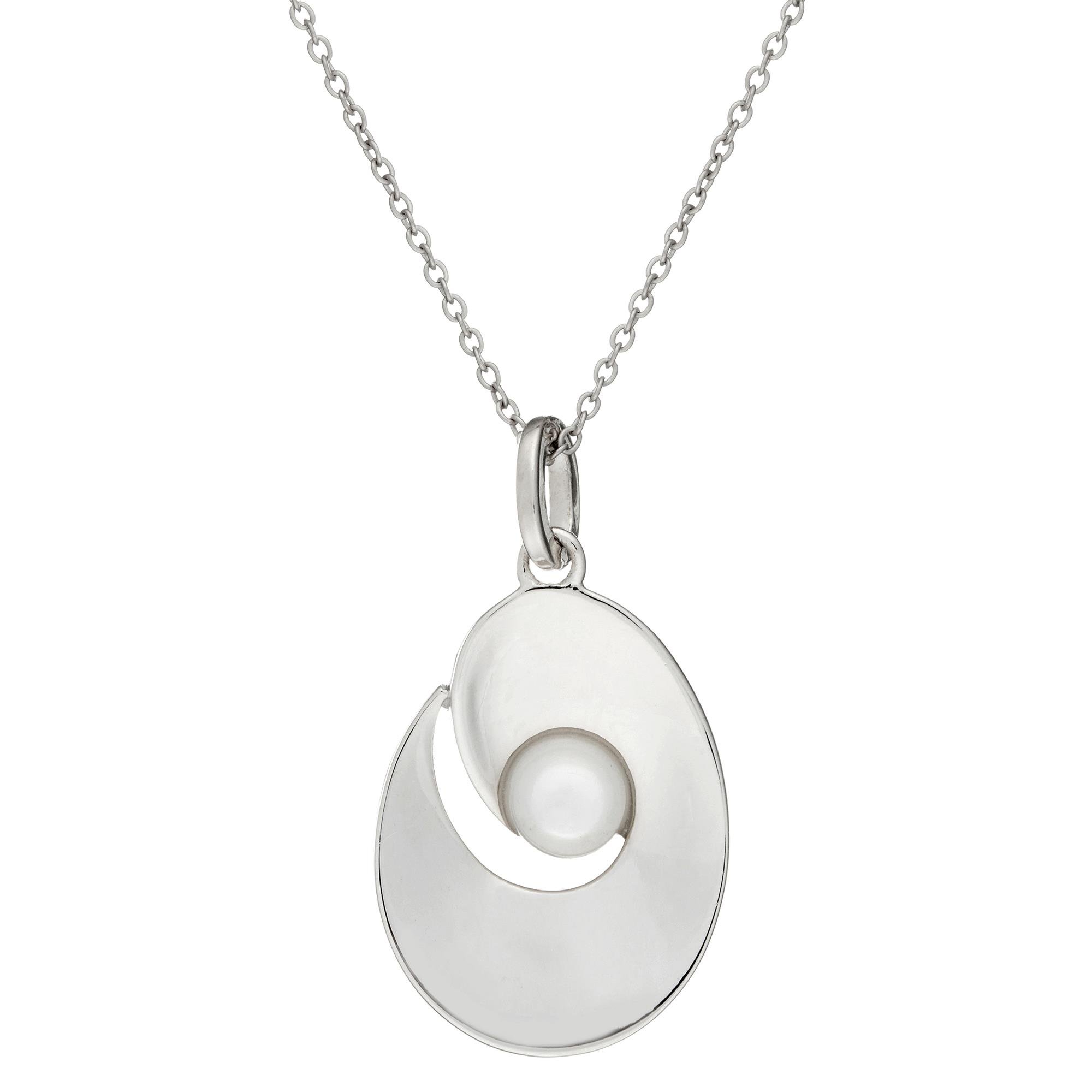 925 Sterling Silver Mother of Pearl Earrings and Necklace Set - White Shell Oval Oyster Jewelry for Women, 18