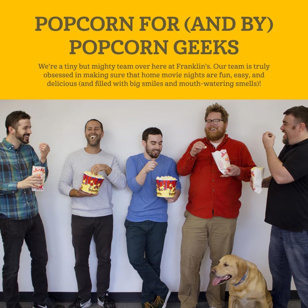Franklin's Gourmet Popcorn Kit - Stovepop Popcorn Maker with 28oz Classic Kernels, 19oz Butter Salt & 30oz Coconut Oil - Perfect for Movie Nights, Parties & Family Snacking