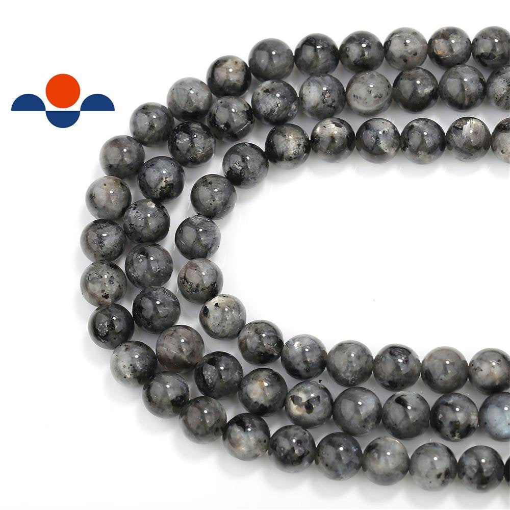 Premium Larvikite Labradorite Smooth Round Beads - 6mm, 8mm, 10mm, 15.5 Inch Strand - Natural Stone Beads for Jewelry Making, DIY Crafts, and Healing Crystal Bracelets