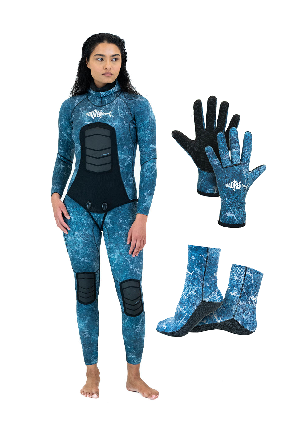 Adreno Women's 3.5mm Two Piece Wetsuit with Diving Gloves & Socks Set - Scuba Diving, Snorkeling & Water Sports Gear for Women