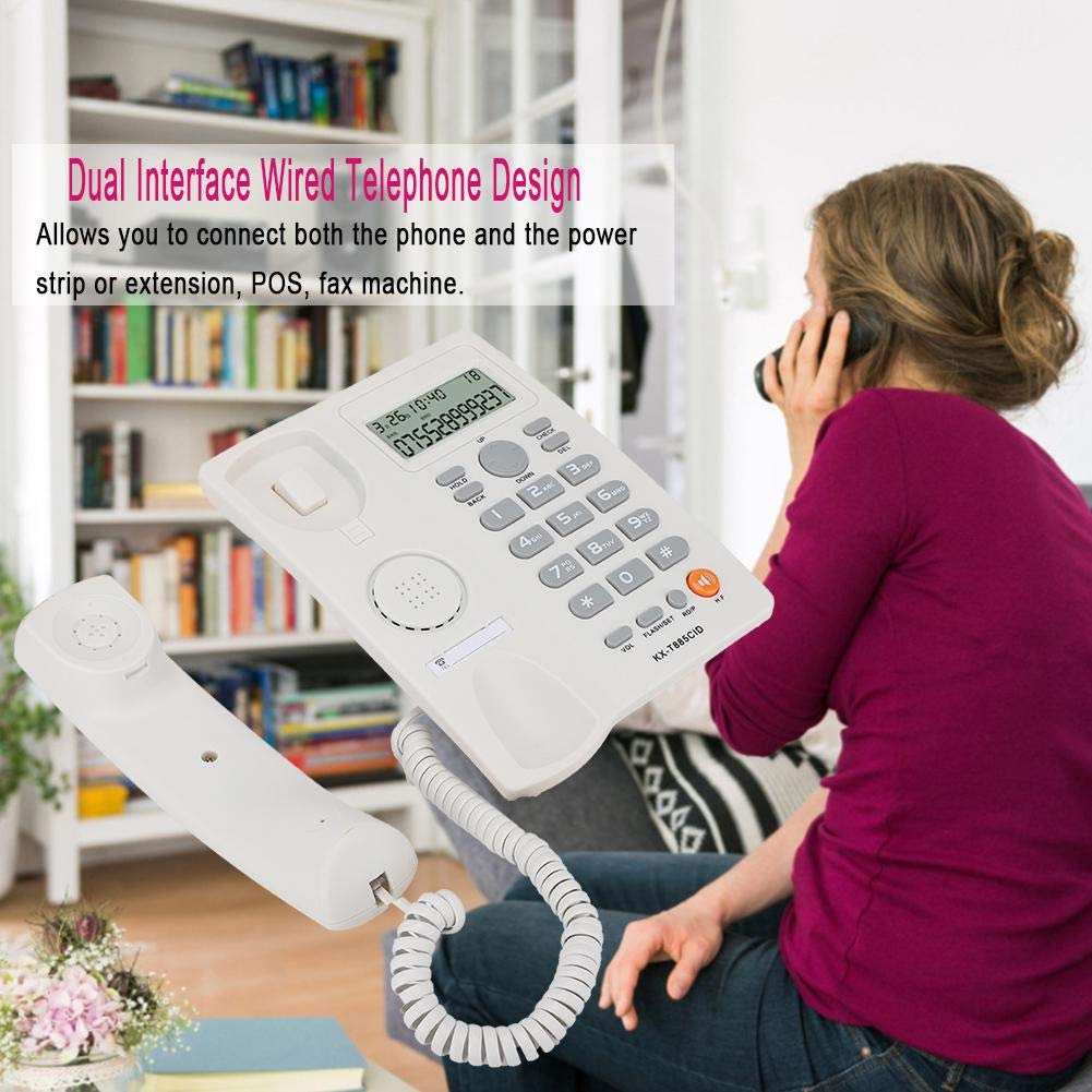 **Corded Landline Phone with Caller ID & Call Waiting - Desktop Telephone for Home, Office & Hotel - Reliable Communication Solution (White)**    *(Perfect for Home Offices, Small Businesses, and Hospitality Use - Stay Connected with Clear Calls!)*