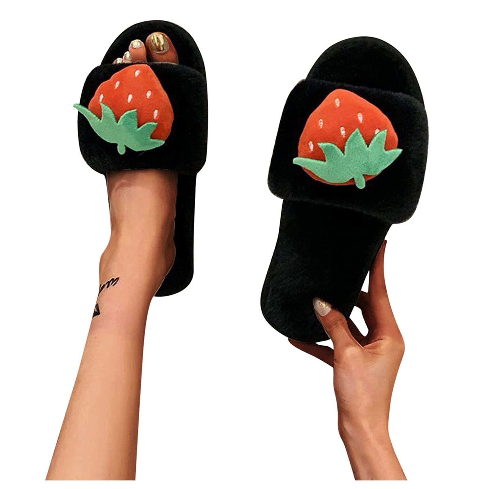 Gibobby Women's Fuzzy Fur House Slippers - Non-Slip Indoor/Outdoor Slide Sandals with Fluffy Comfort for Home, Lounge & Backyard Use