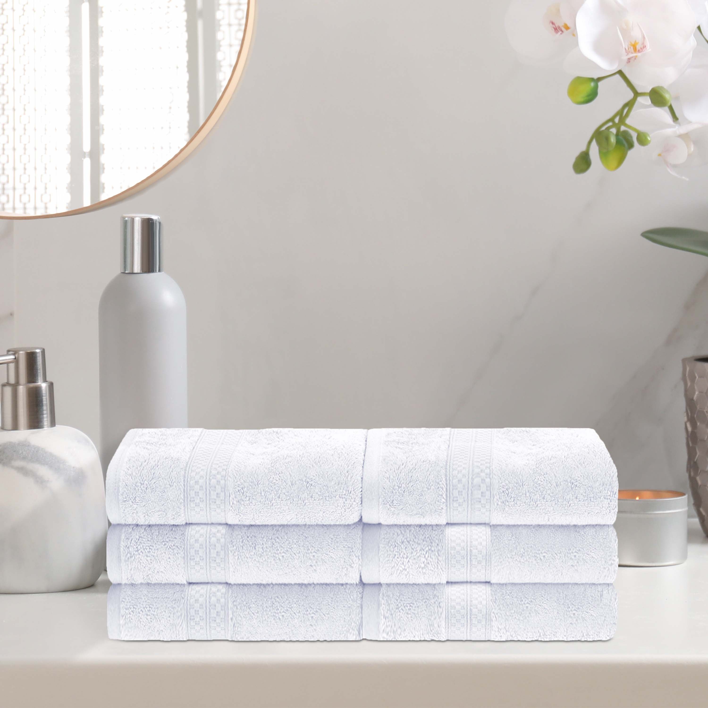 6-Piece Rayon Bamboo Blend Hand Towel Set | Soft & Absorbent Bath & Kitchen Towels for Home & Spa Use