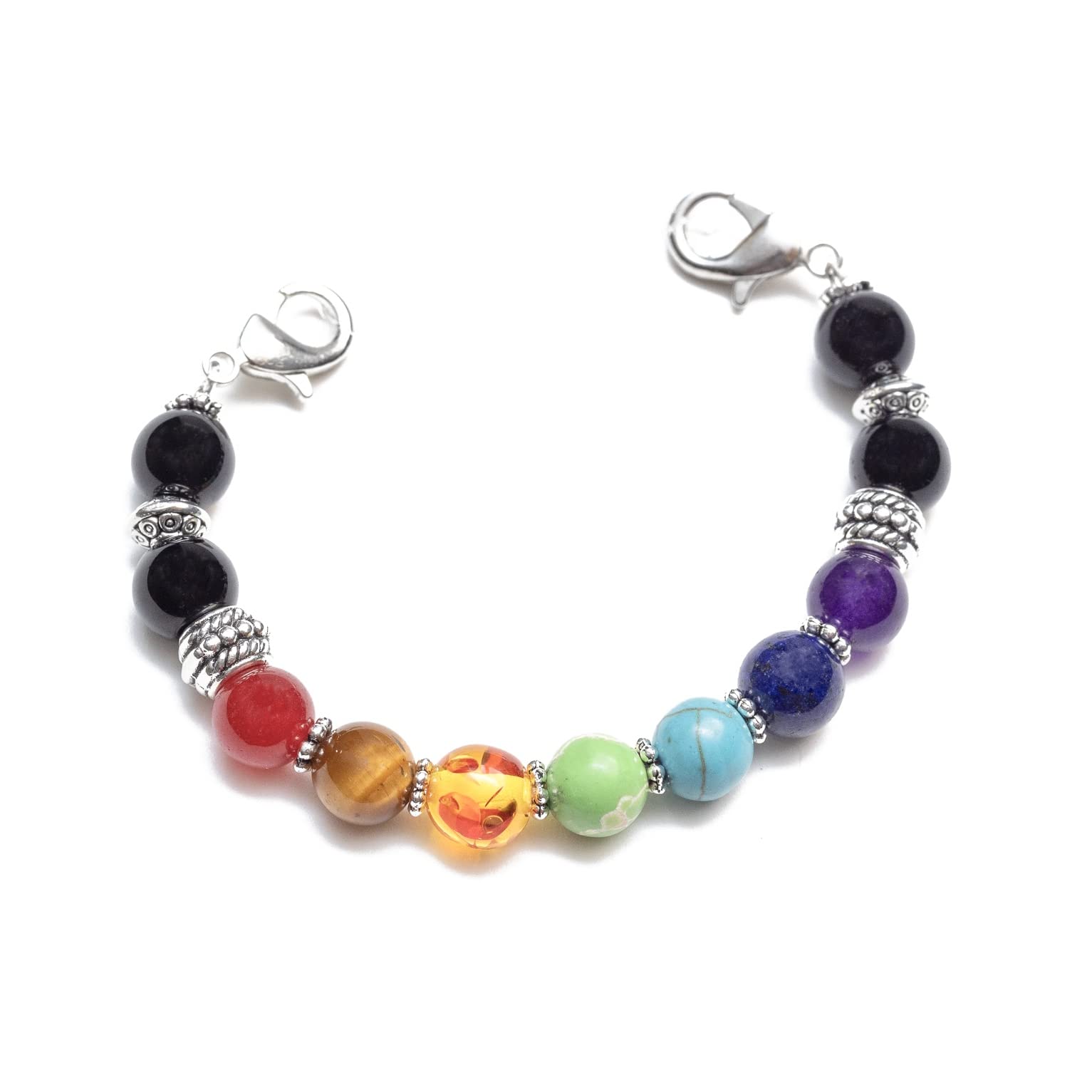 Stretchable Medical Alert Bracelet with Interchangeable Bands - 3pc Set (Chakra Design, Custom Sizing) - Perfect for Daily Wear, Travel & Emergency Situations - Excludes Medical ID Tag