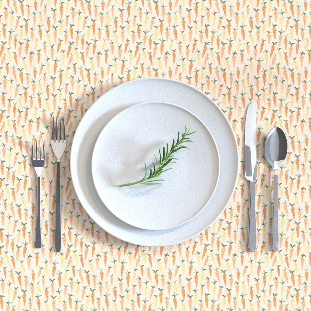 Premium Cotton Sateen Tablecloth 70x120 Inches - Carrot Blush Boho Garden Print for Easter & Spring Decor | Washable Custom Table Linens for Dining Room, Outdoor Picnics & Special Occasions
