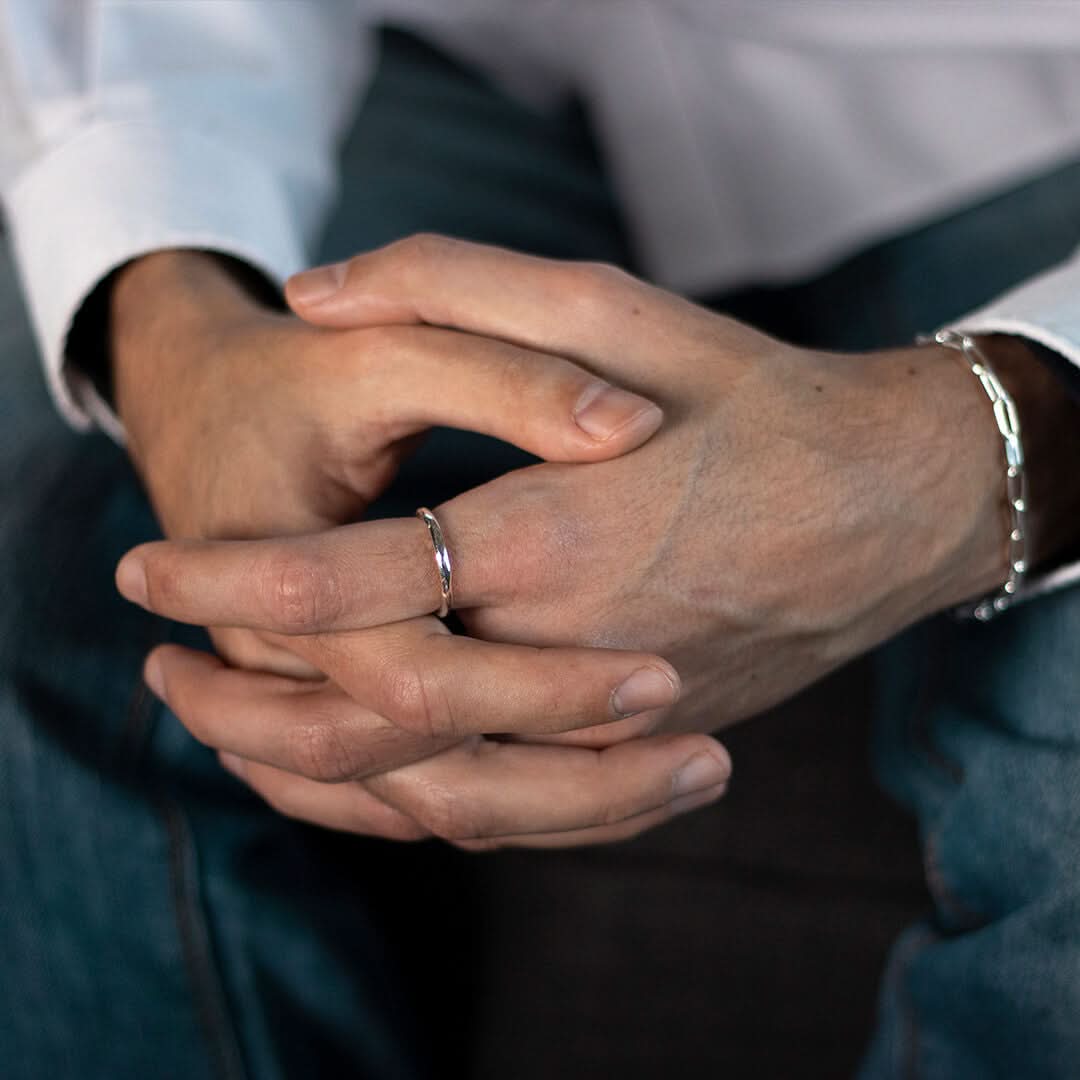 Men's Hammered Silver Ring - Handcrafted Sterling Silver Jewelry for Men - Perfect for Gifts, Weddings & Everyday Wear