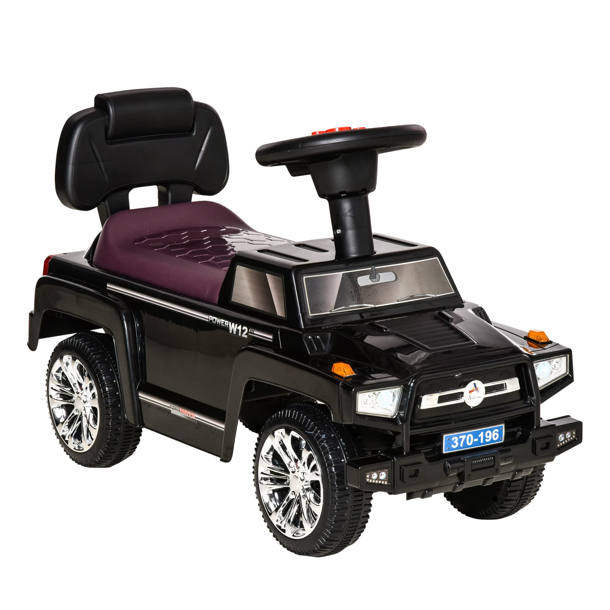 Aosom Kids SUV Style Push Car Ride-On Toy with Horn, Music, Working Lights & Storage - Anti-Tip Design for Toddlers | Indoor & Outdoor Play, Birthday Gift Idea