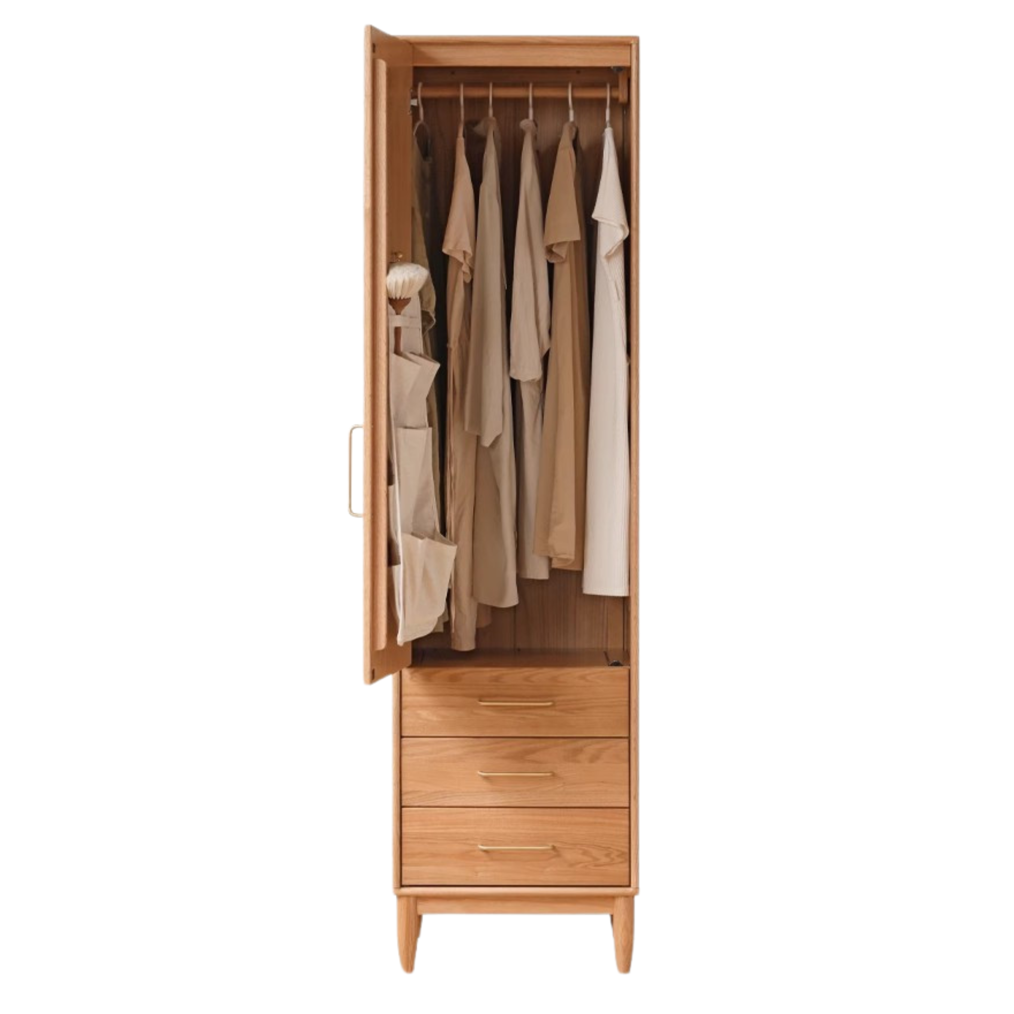 Solid Oak Wood Rattan Wardrobe - Stylish Storage for Bedroom, Living Room & Closet Organization
