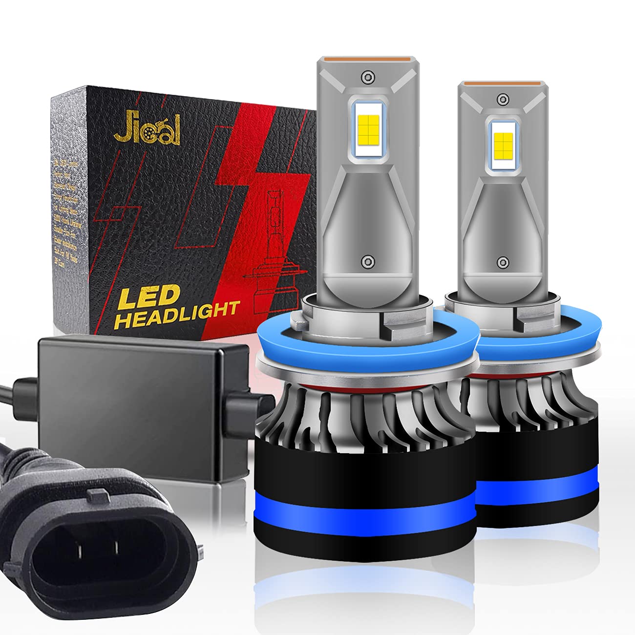 JIGAL H11 LED Headlight Bulbs 10000LM Super Bright - 2 Pack for Night Driving